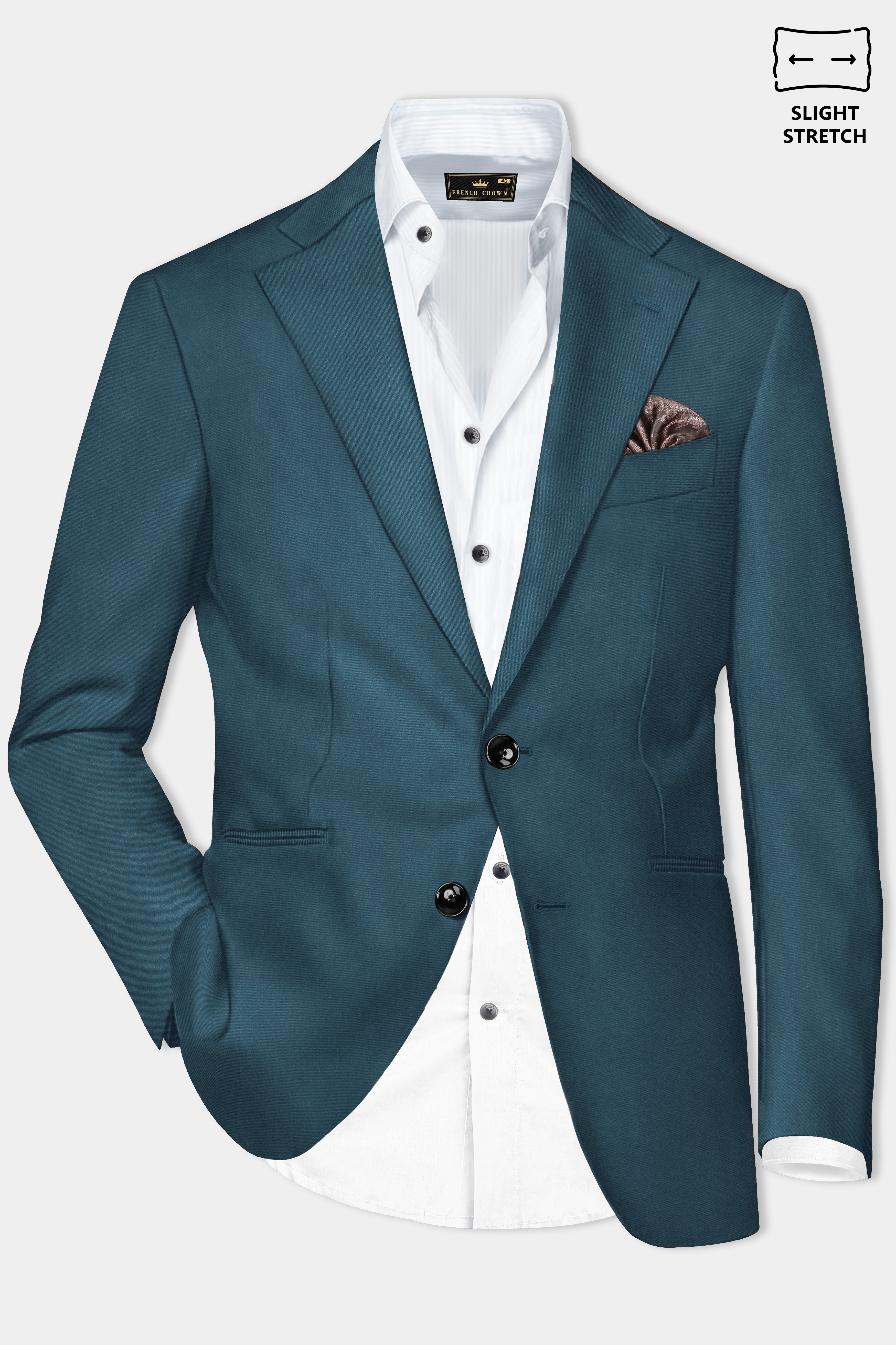 Prestige-Dianne Green Solid Wool Rich Single Breasted Slight Stretch Blazer