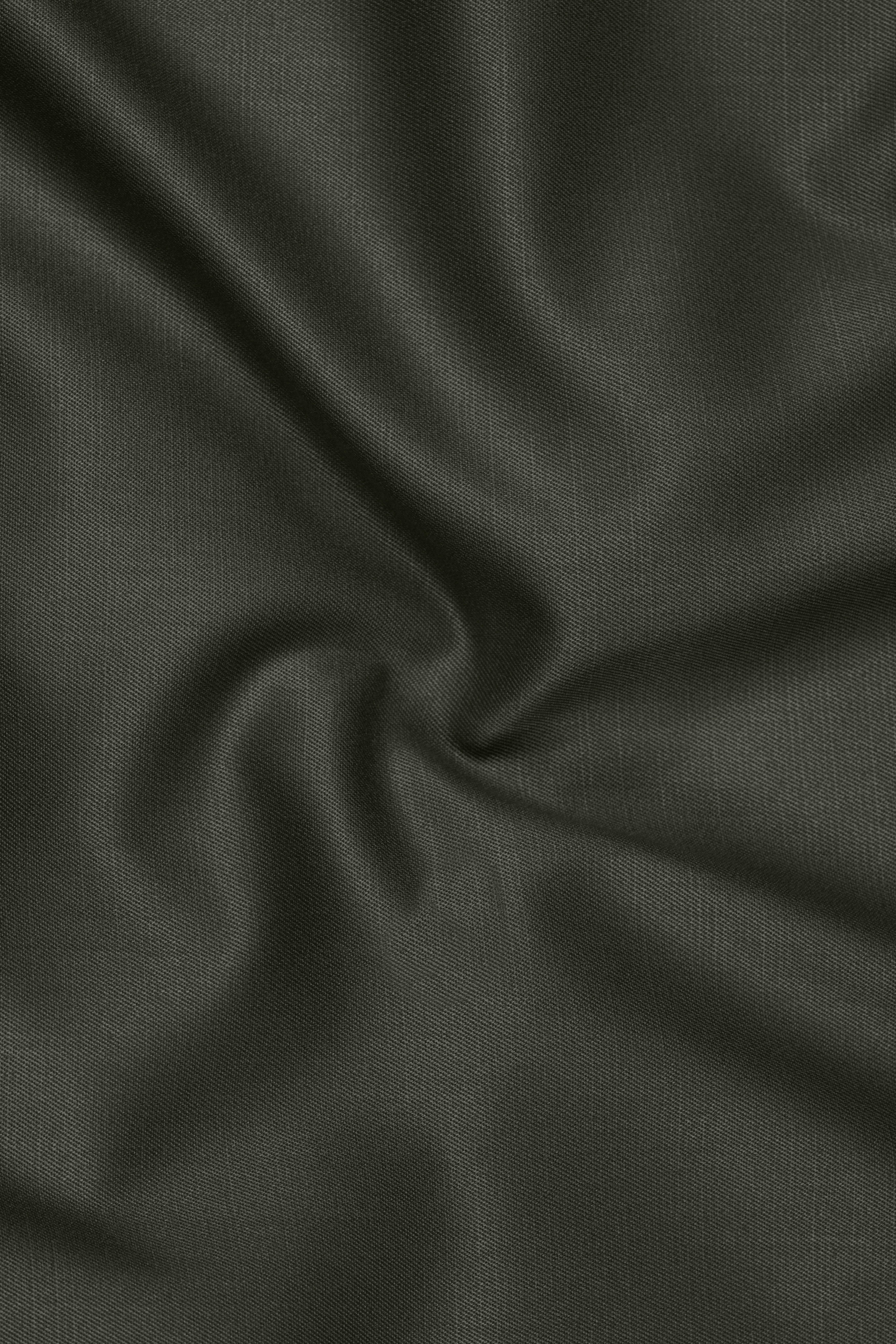 Verdant Majesty-Juniper Green Solid Wool Rich Bandhgala Slight Stretch Blazer