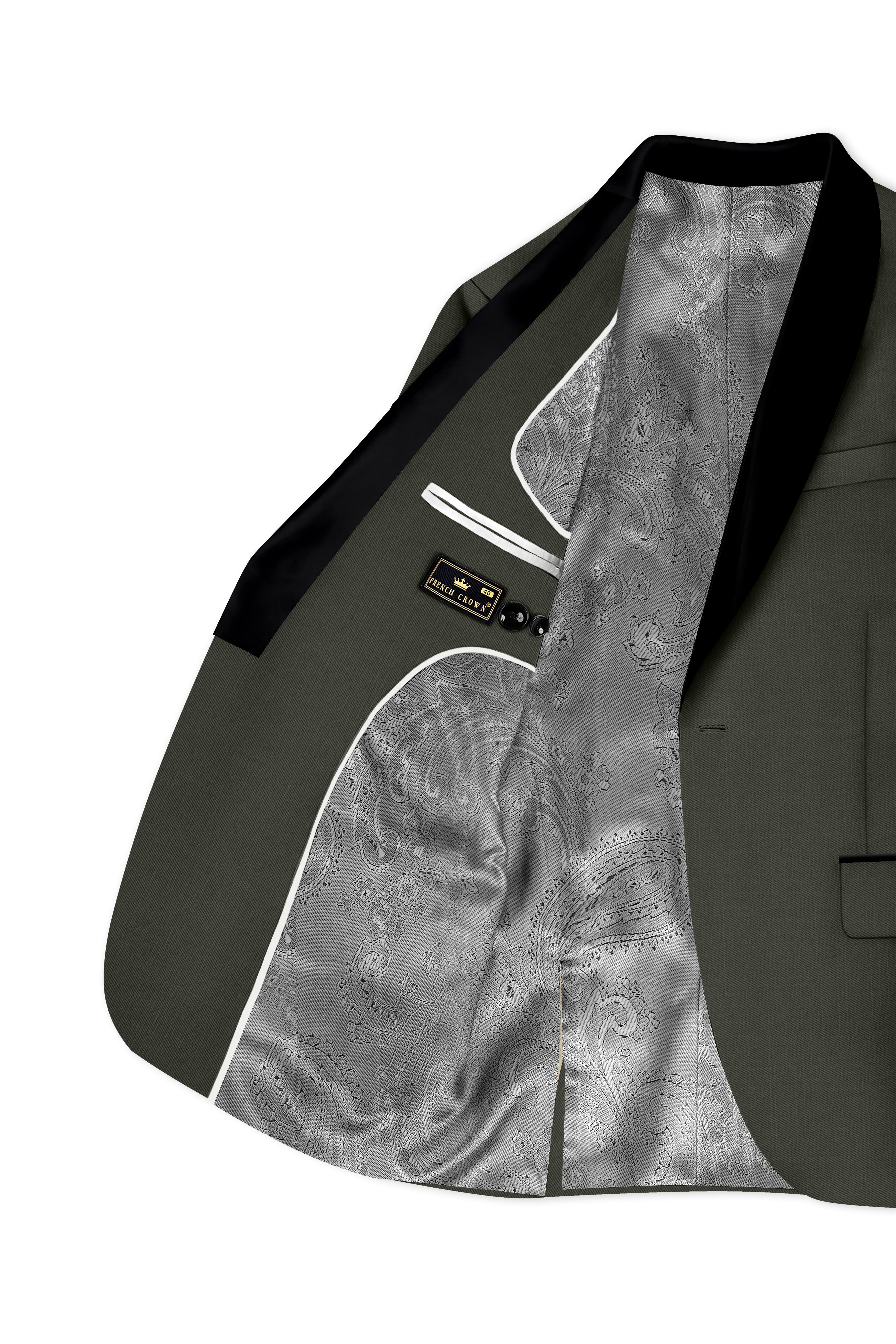 Verdant Majesty-Juniper Green Solid Wool Rich Tuxedo Slight Stretch Blazer