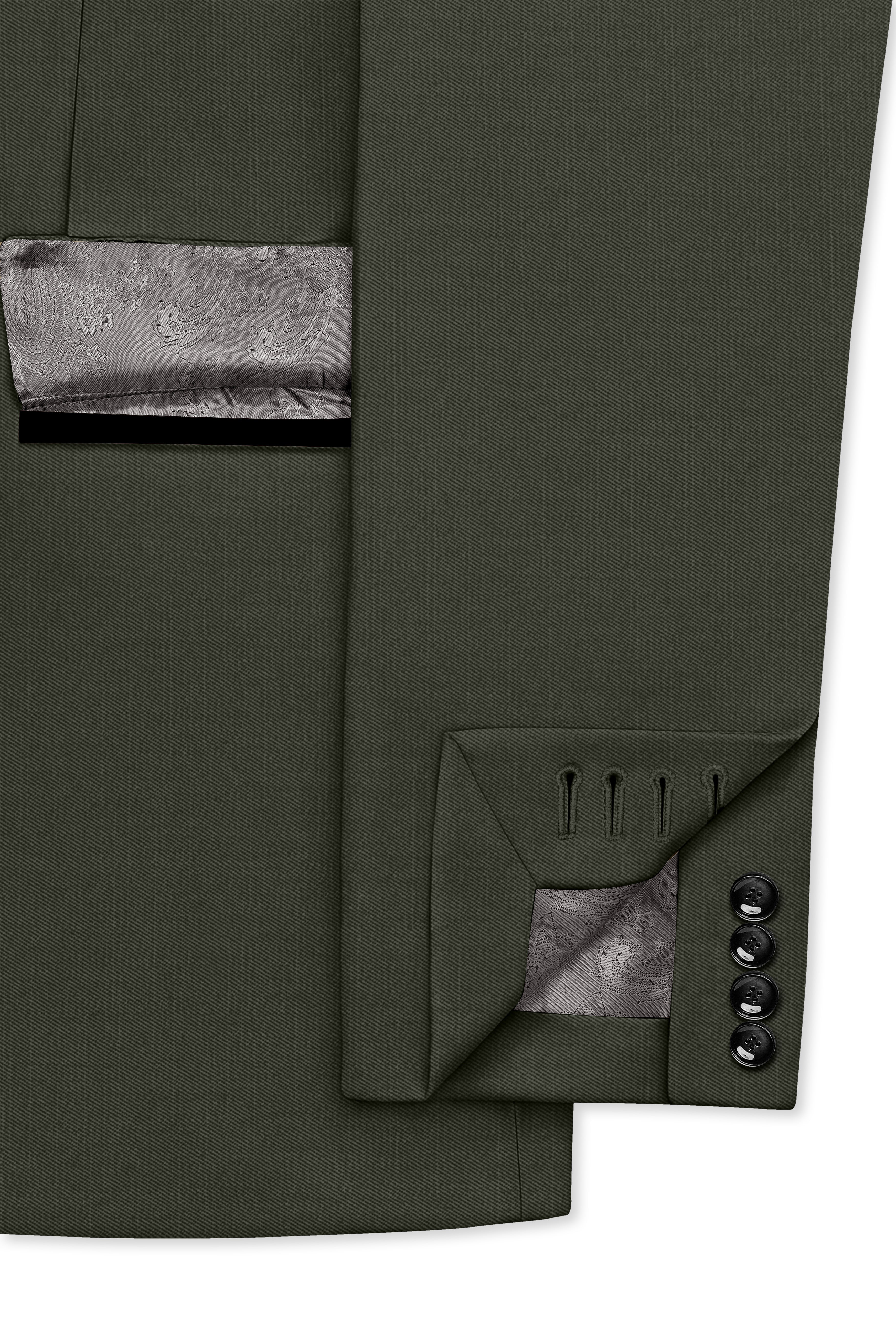 Verdant Majesty-Juniper Green Solid Wool Rich Tuxedo Slight Stretch Blazer