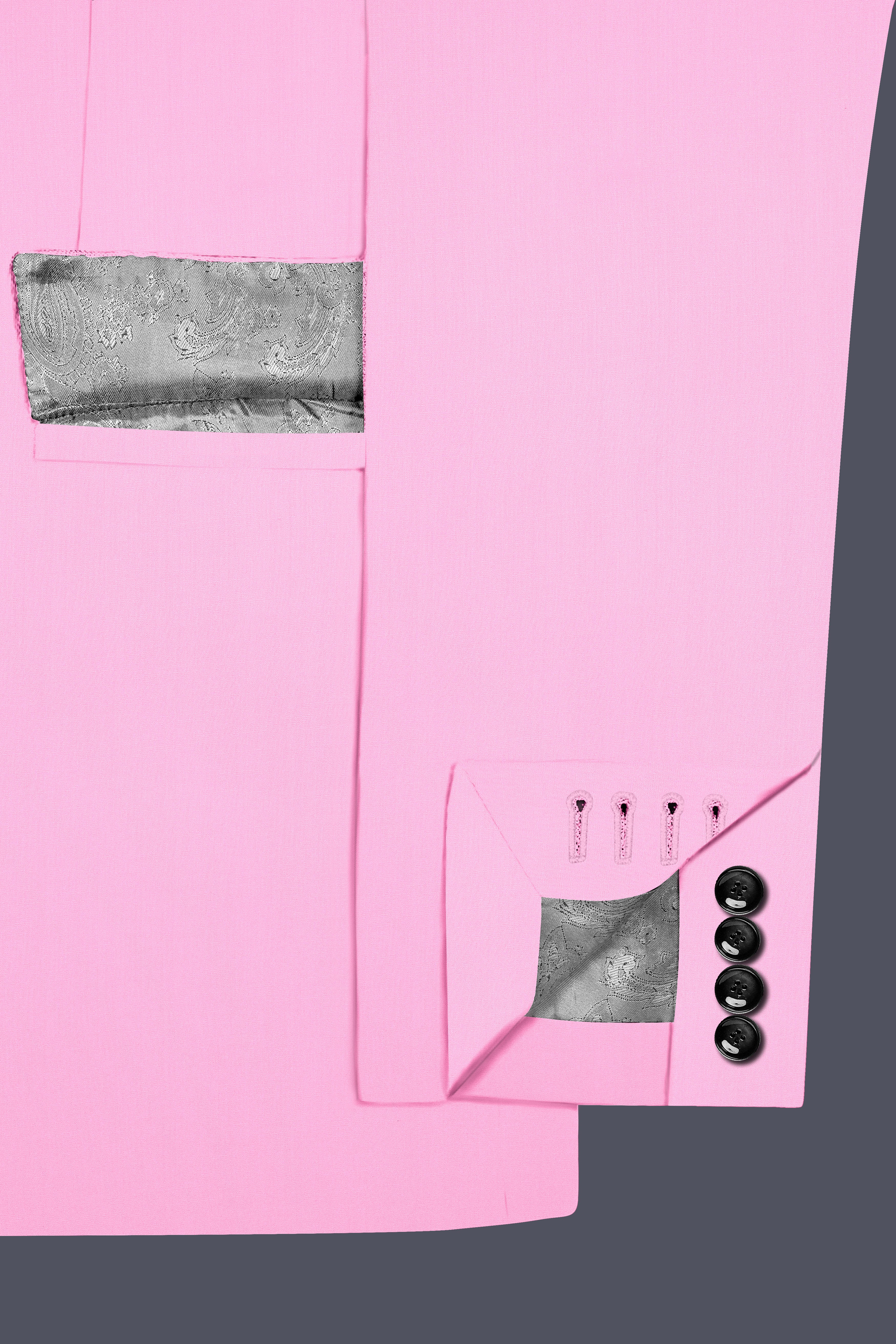 Rosé Reverie-Pestel Pink Solid Wool Rich Single Breasted Slight Stretch Blazer