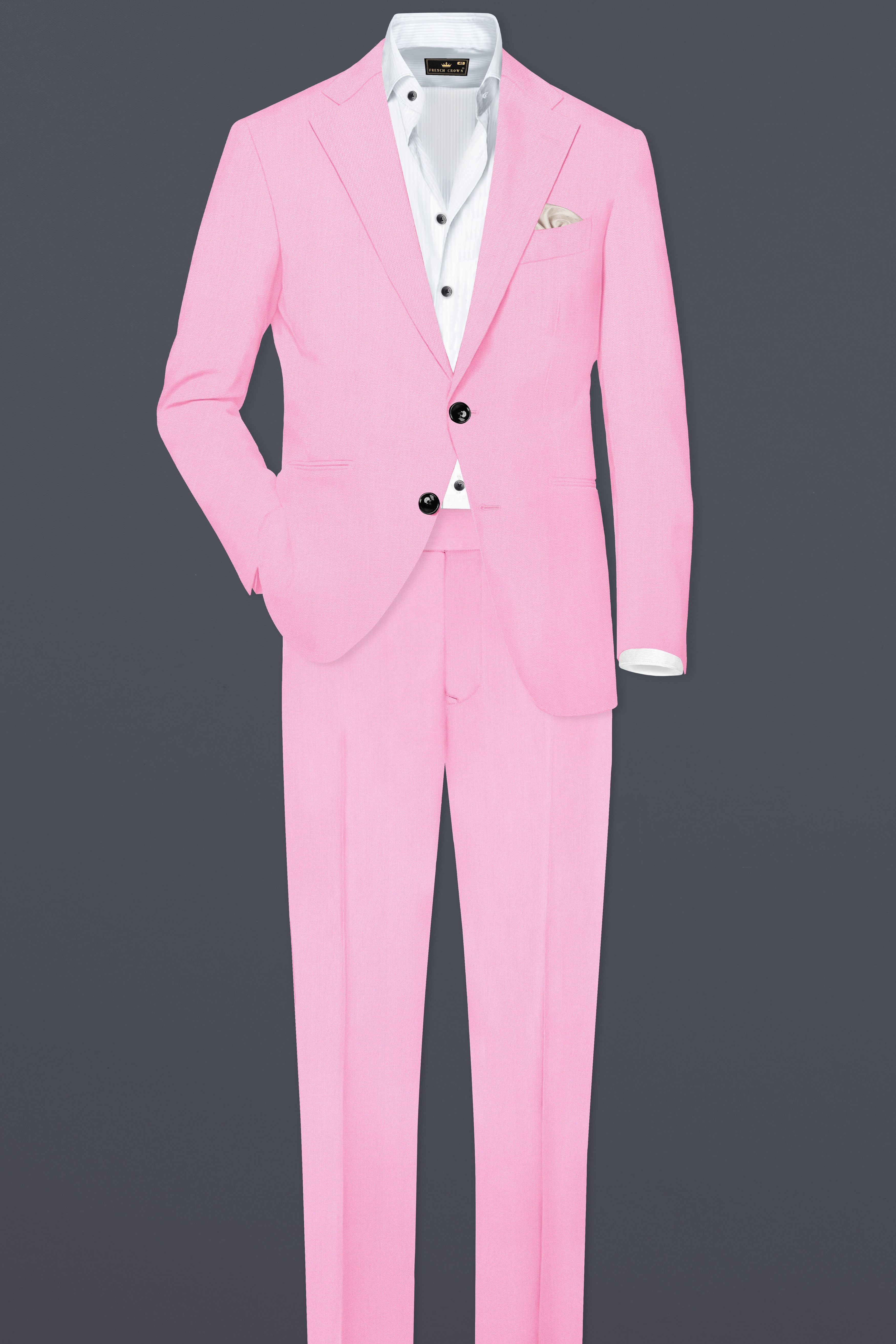 Rosé Reverie-Pestel Pink Solid Wool Rich Single Breasted Slight Stretch Blazer