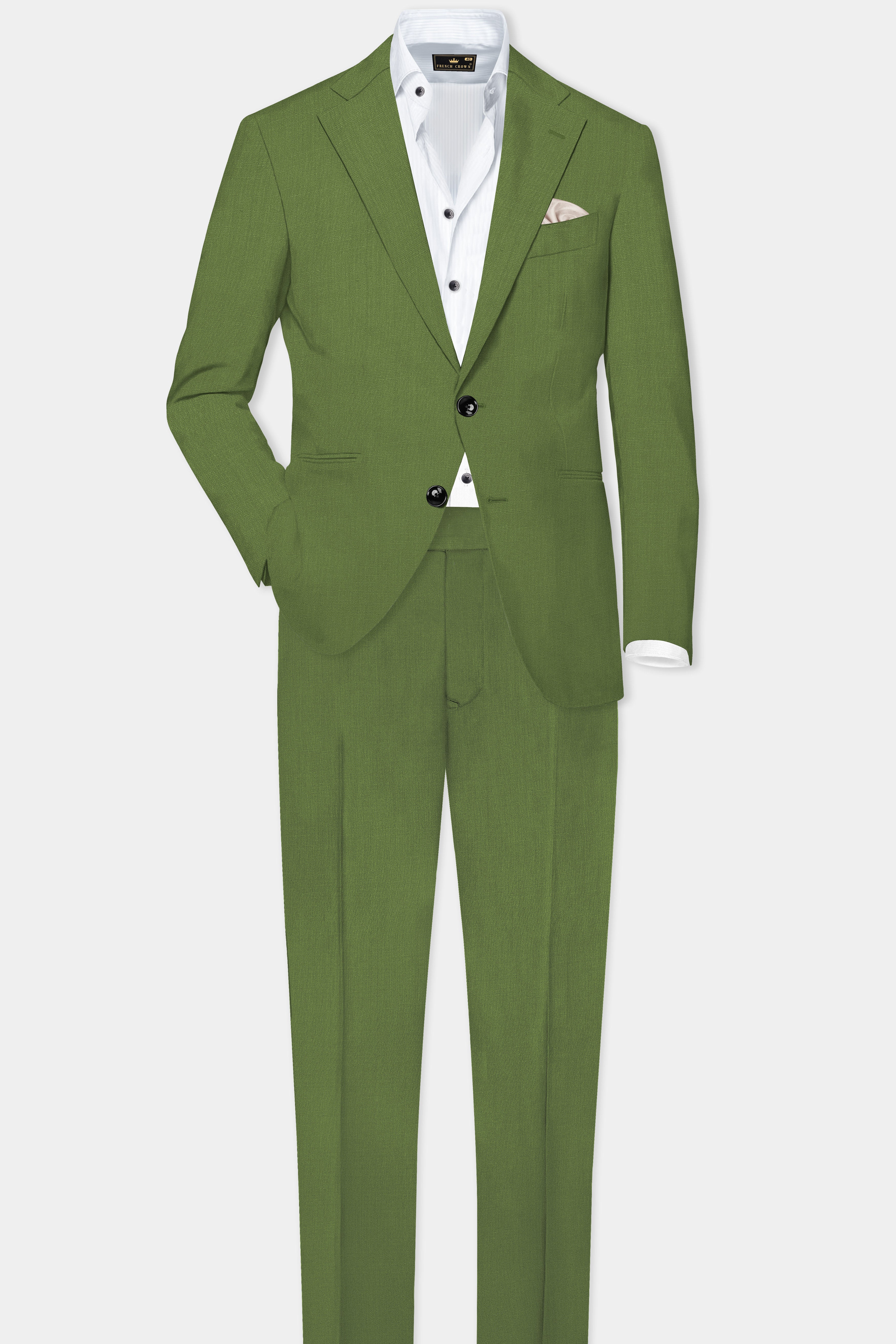 Sage Regal-Dingley Green Solid Wool Rich Single Breasted Slight Stretch Blazer