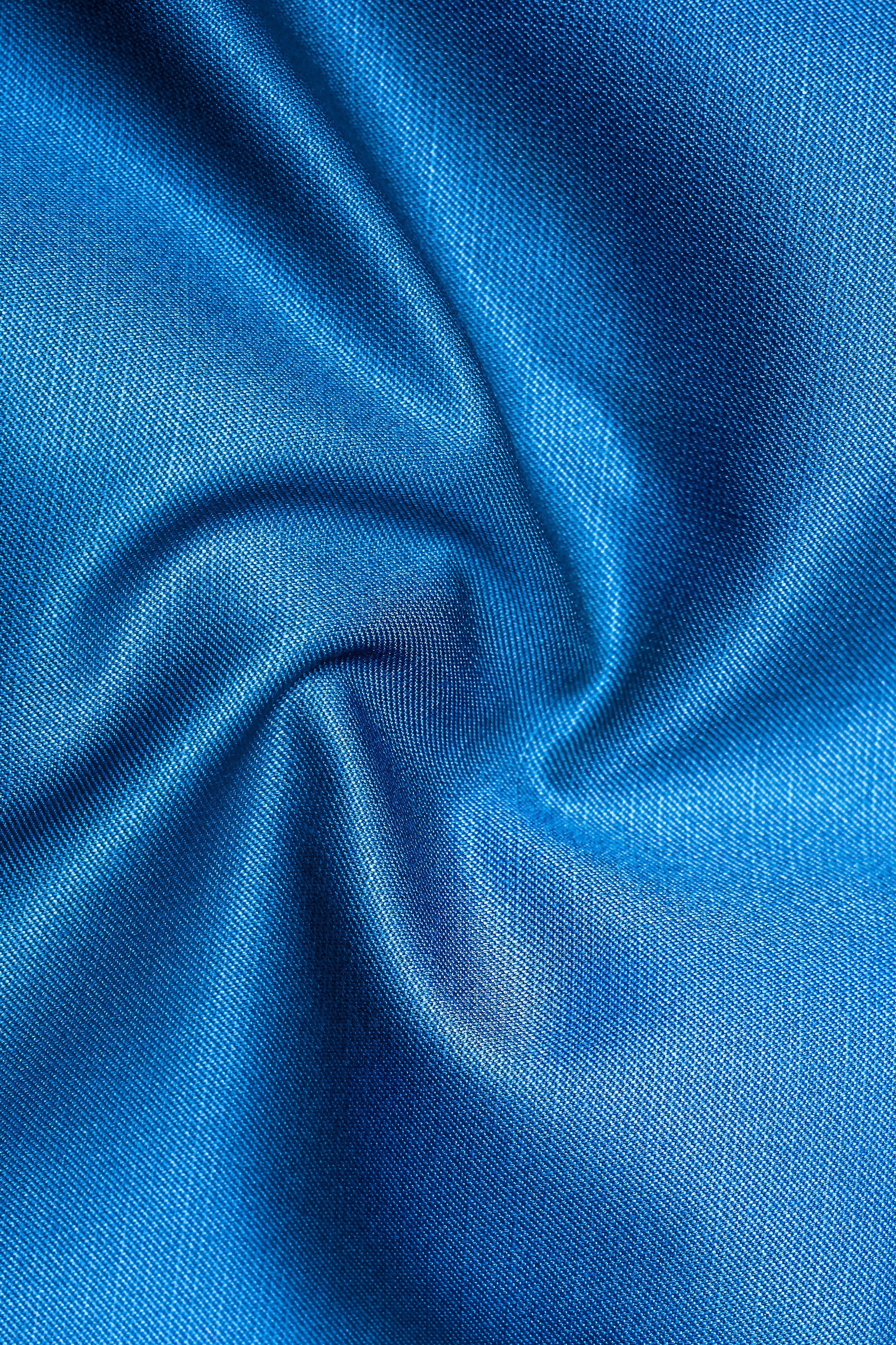 Azure-Venice Blue Solid Wool Rich Single Breasted Stretchable Traveler Blazer