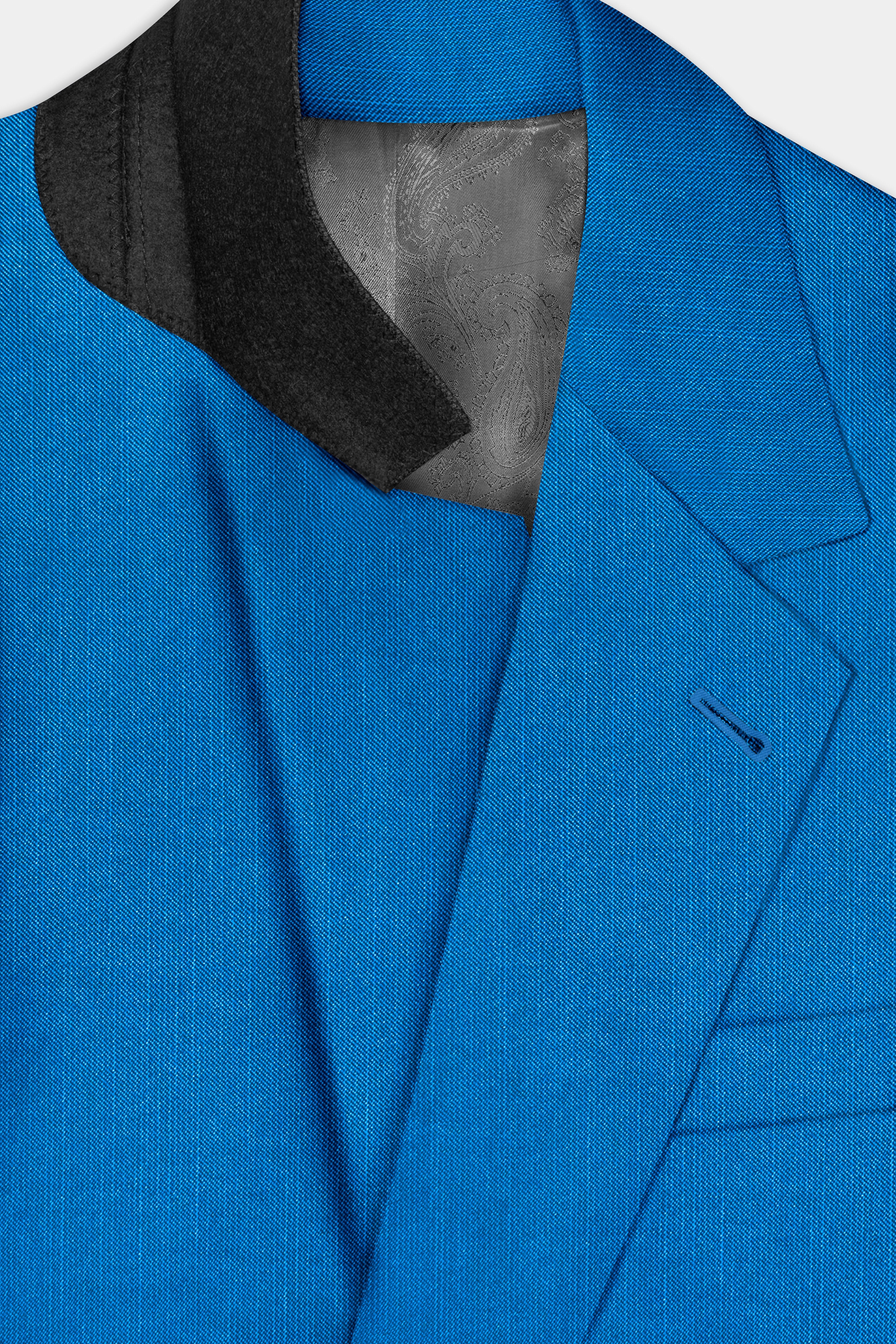 Azure-Venice Blue Solid Wool Rich Single Breasted Slight Stretch Blazer