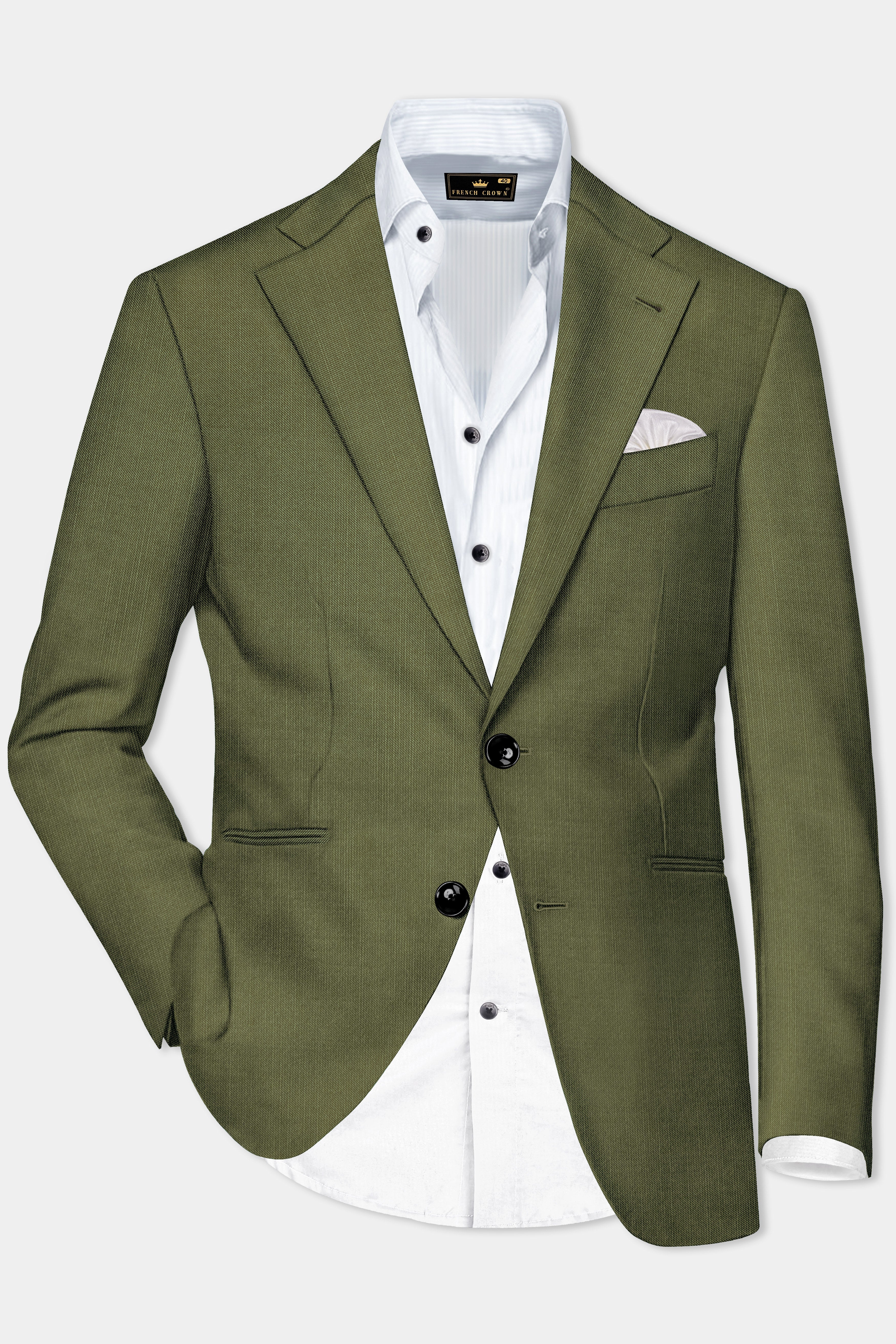 Sentinel-Rifle Green Solid Wool Rich Single Breasted Stretchable traveler Blazer