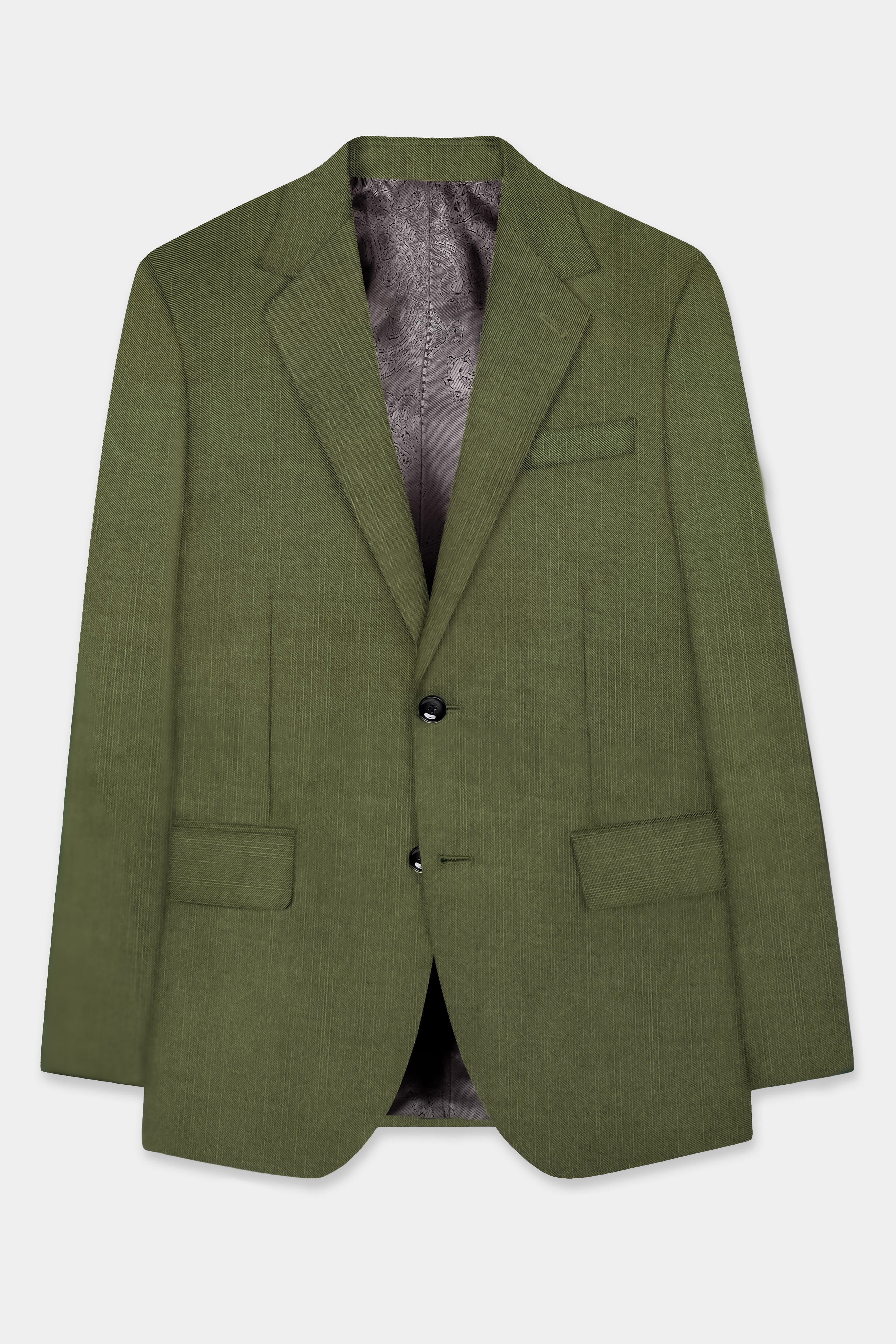 Sentinel-Rifle Green Solid Wool Rich Single Breasted Stretchable traveler Blazer