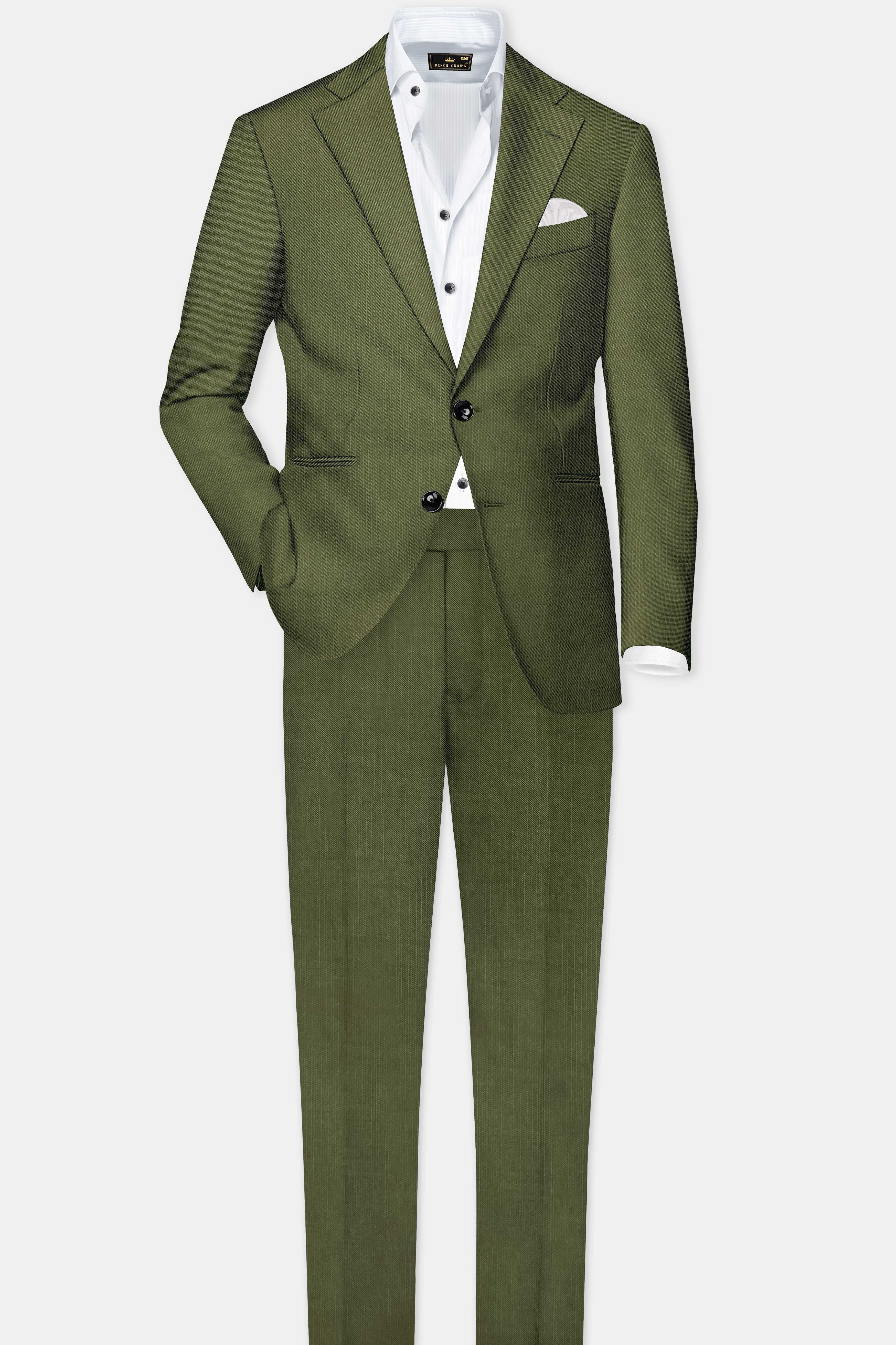 Sentinel-Rifle Green Solid Wool Rich Single Breasted Stretchable traveler Blazer