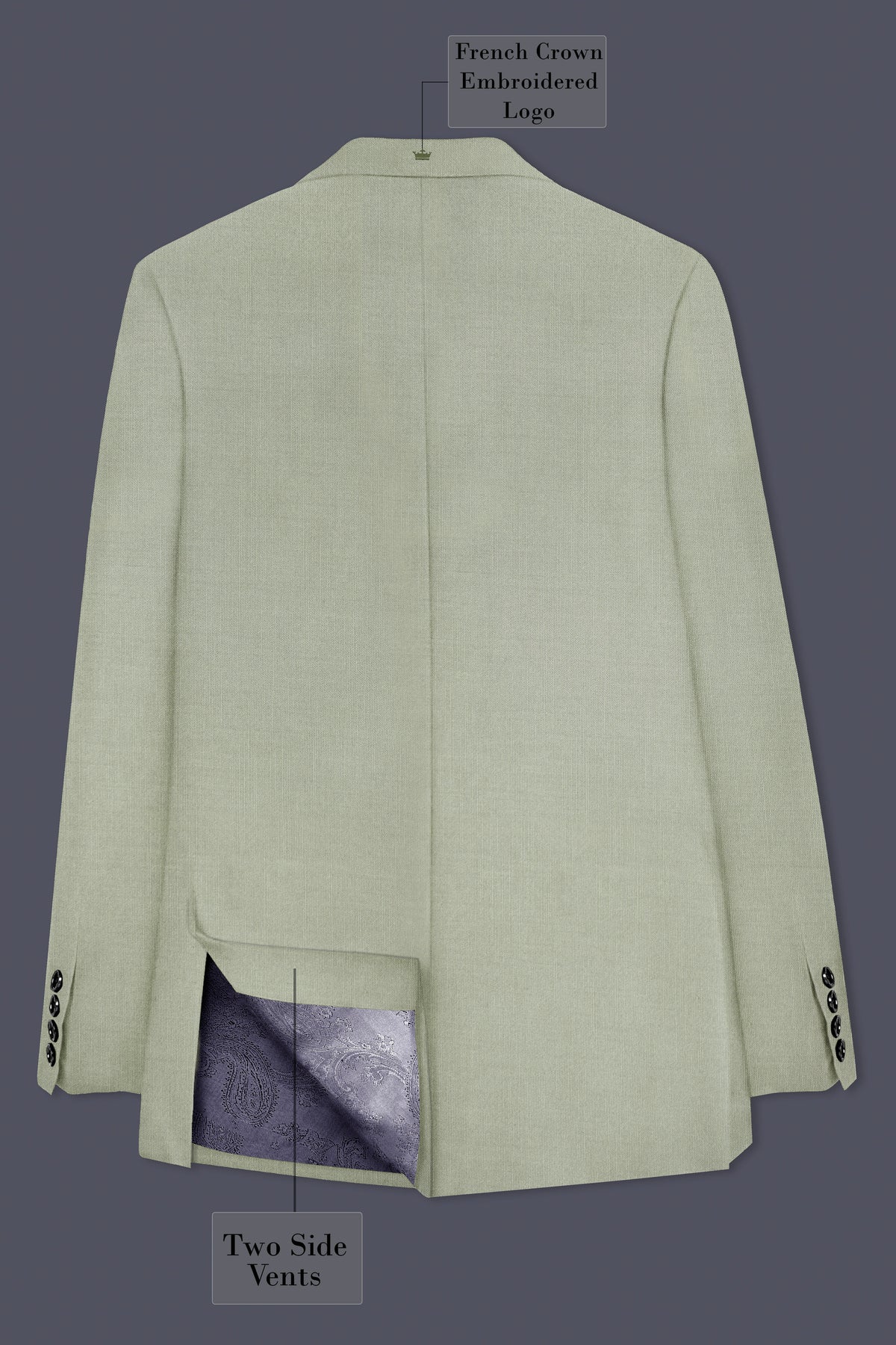 Lichen-Norway Green Solid Wool Rich Single Breasted Slight Stretch Blazer
