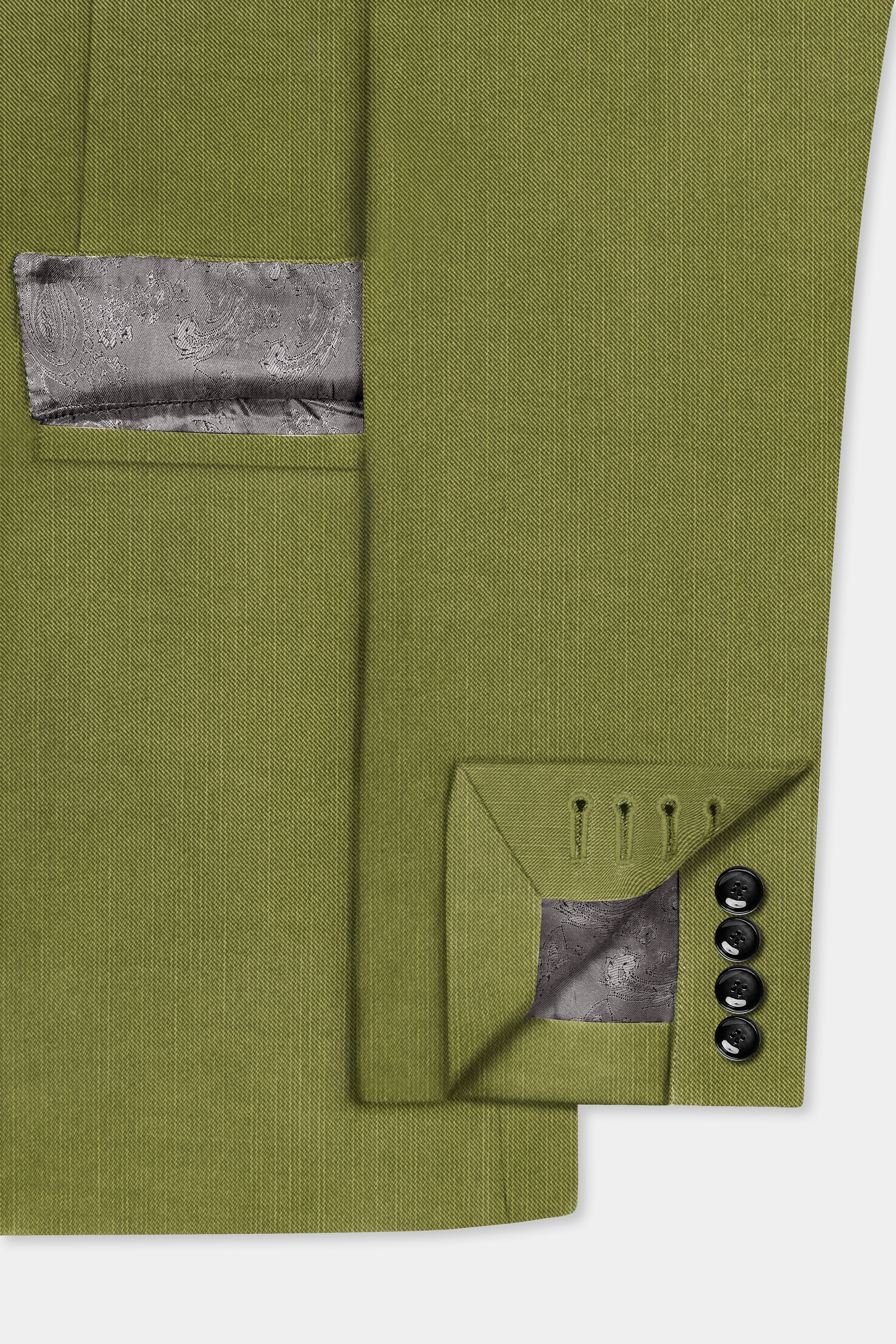 Glade-Muddy Green Solid Wool Rich Single Breasted Stretchable Traveler Blazer