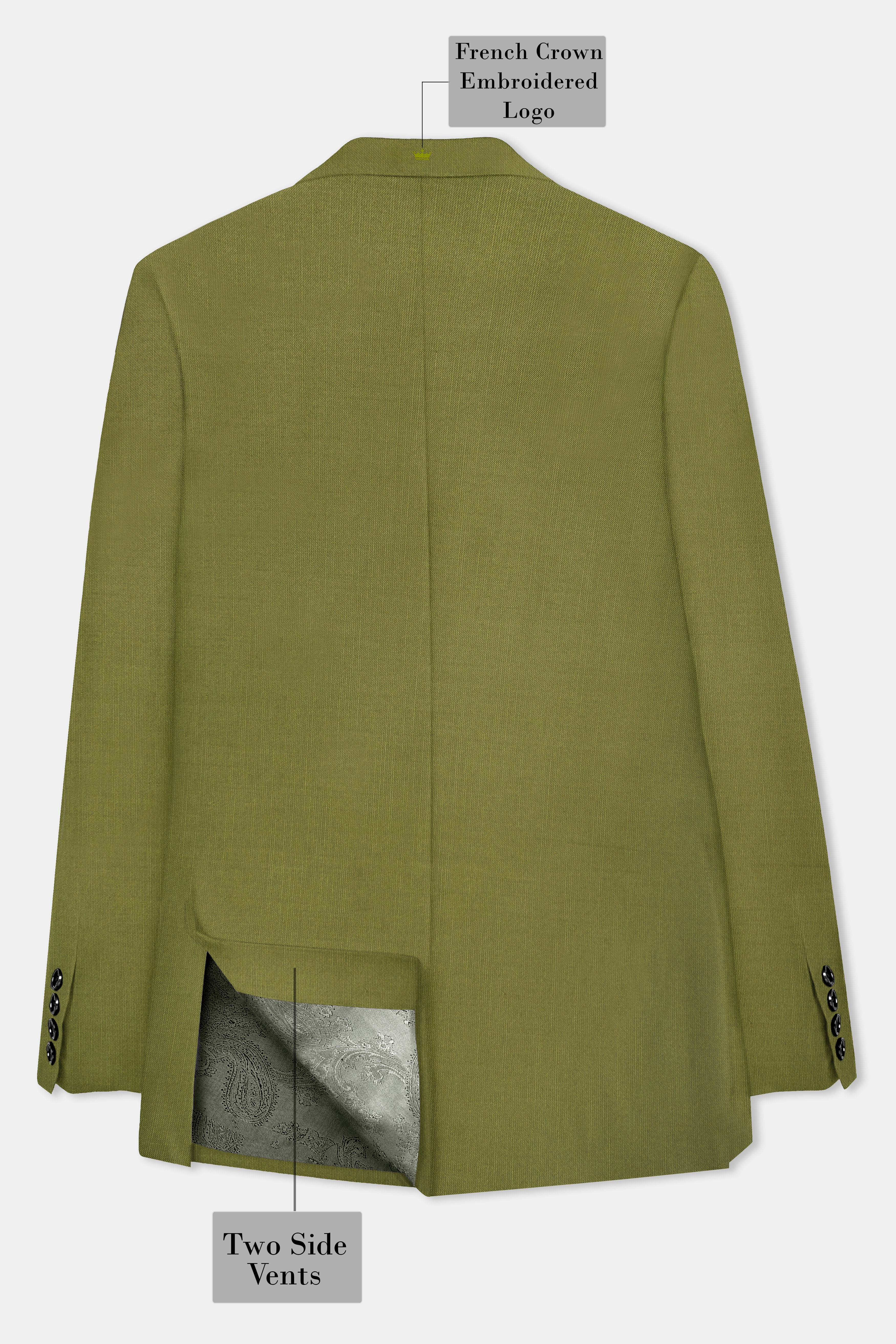 Glade-Muddy Green Solid Wool Rich Single Breasted Stretchable Traveler Blazer
