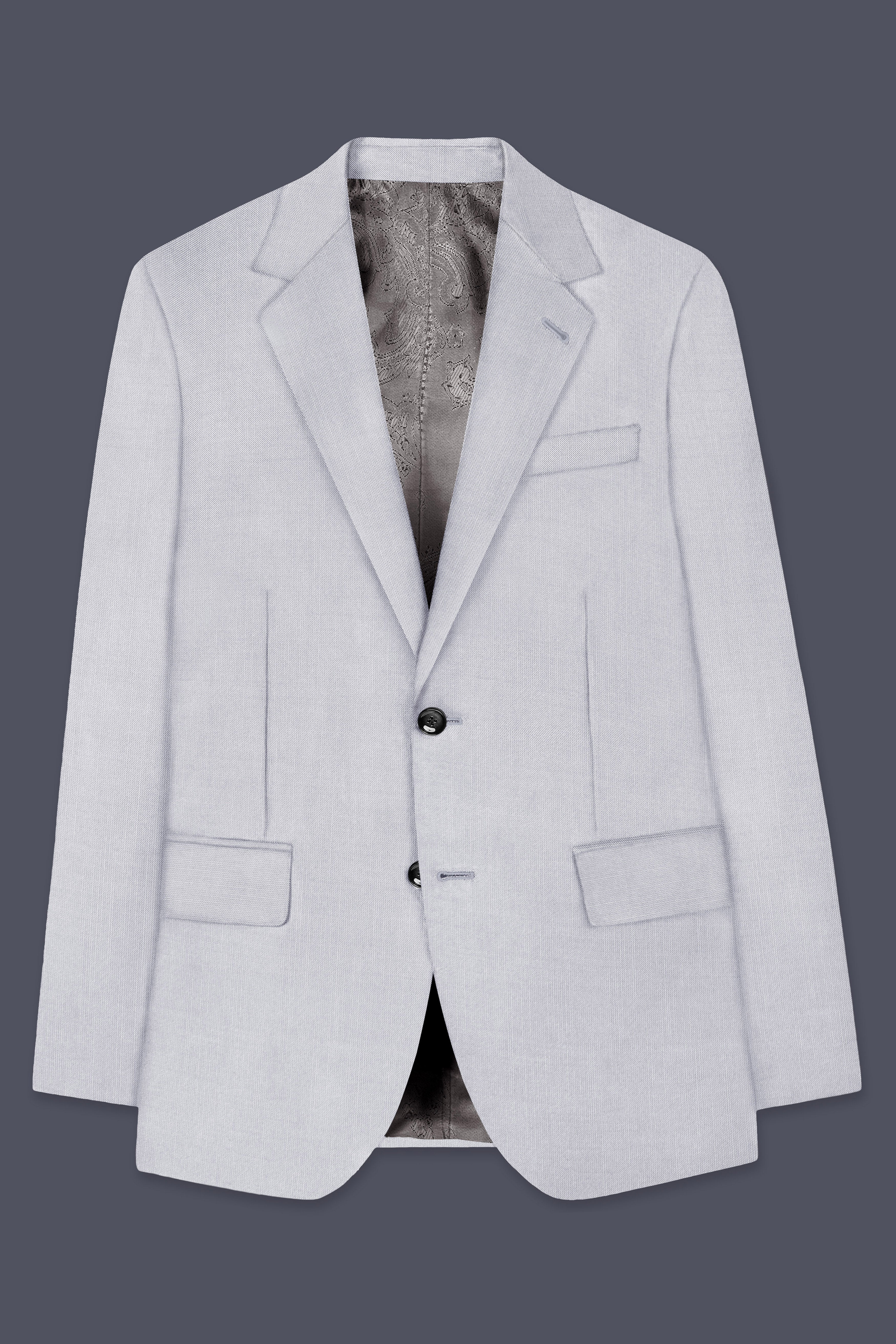 Cinder-Mischka Gray Solid Wool Rich Single Breasted Stretchable Traveler Blazer