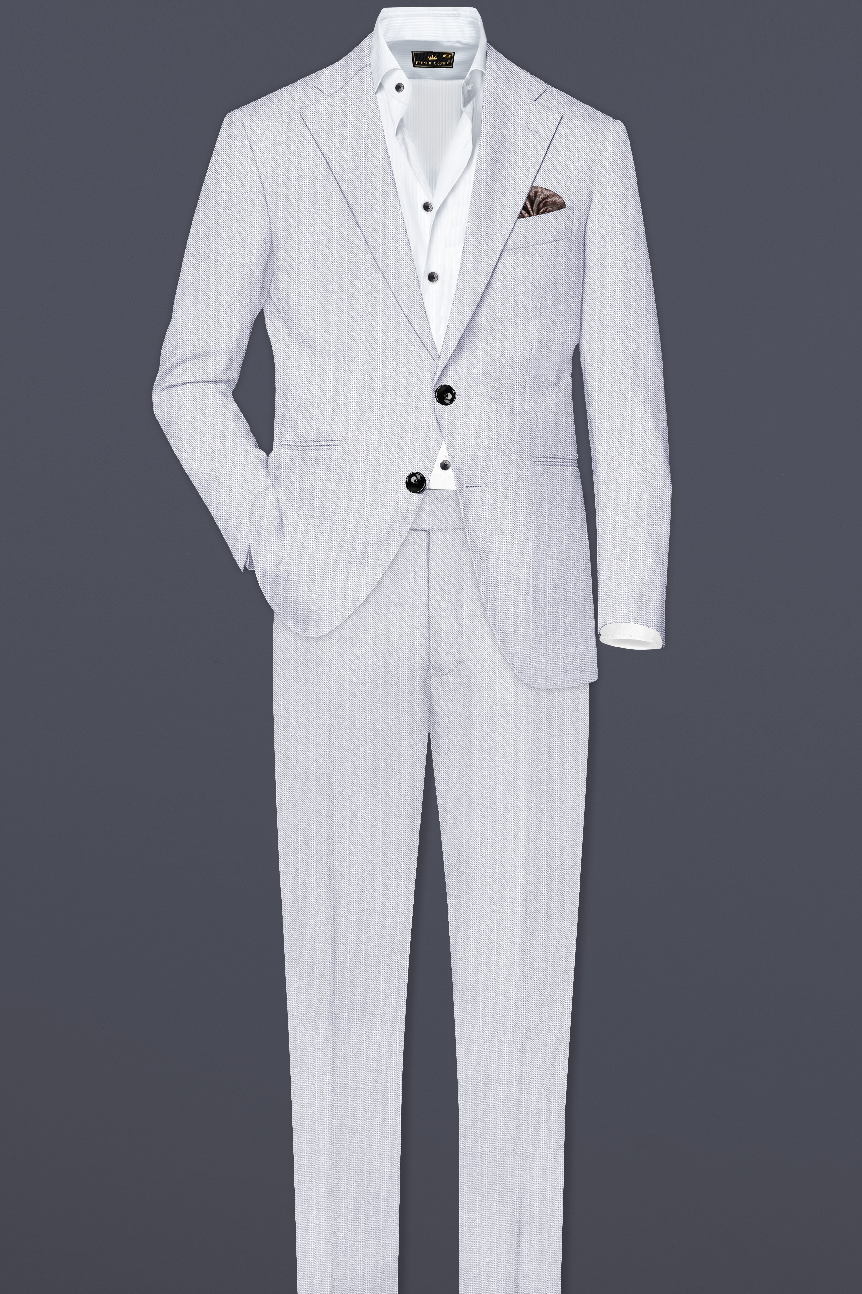 Cinder-Mischka Gray Solid Wool Rich Single Breasted Stretchable Traveler Blazer