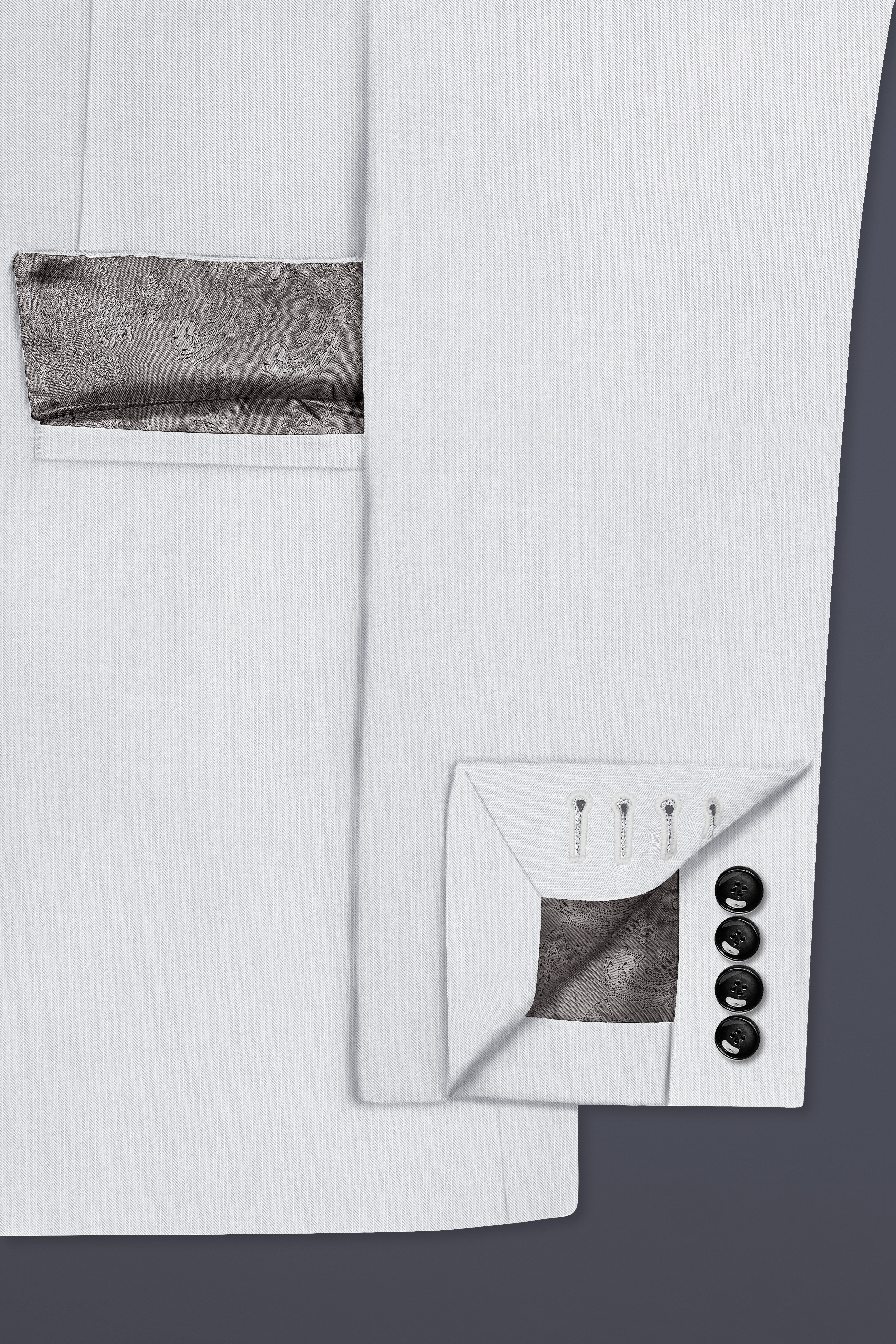 Granite-Alto Gray Solid Wool Rich Double Breasted Slight Stretch Blazer