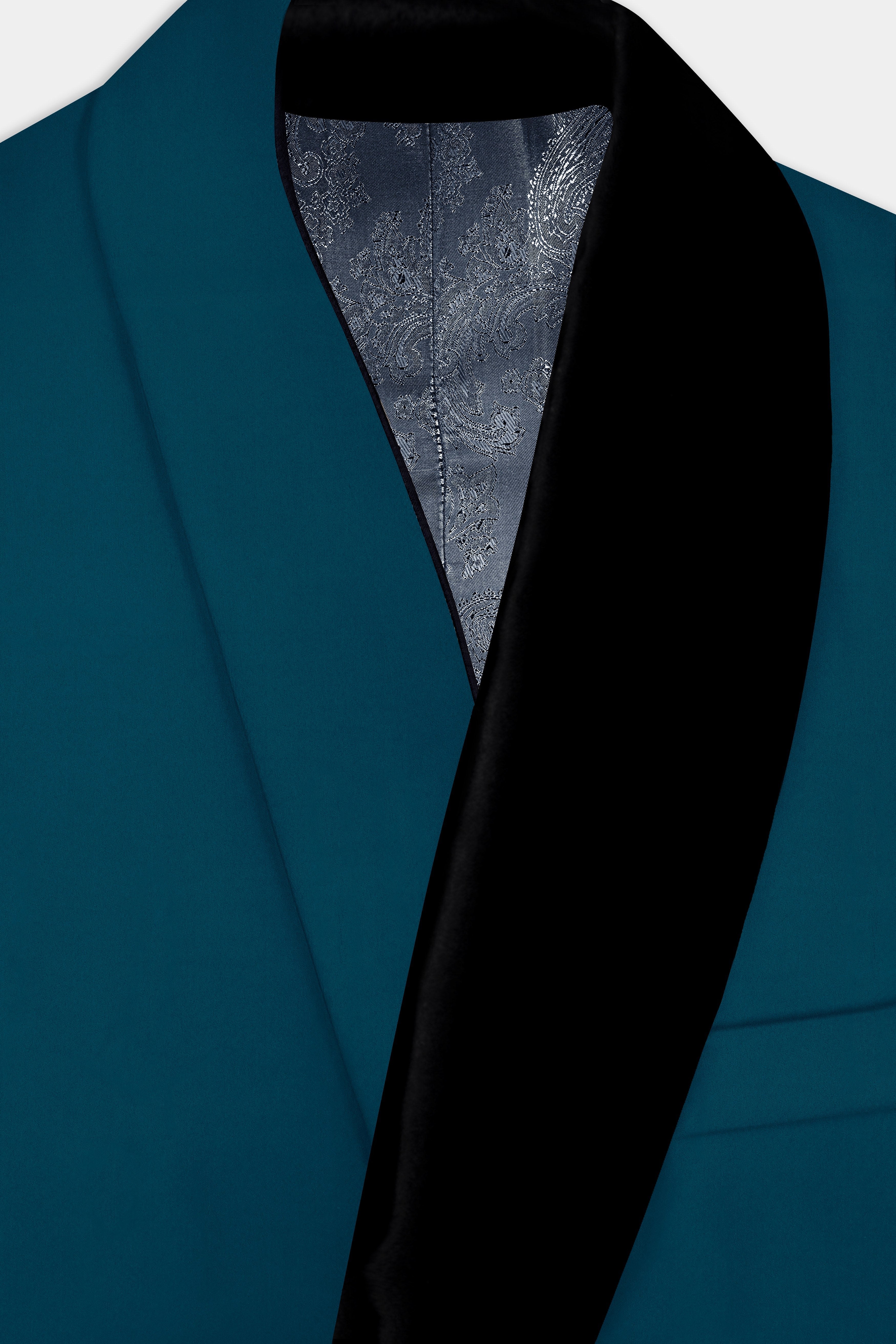 Prussian Blue Solid Wool Rich Tuxedo Stretchable traveler Blazer