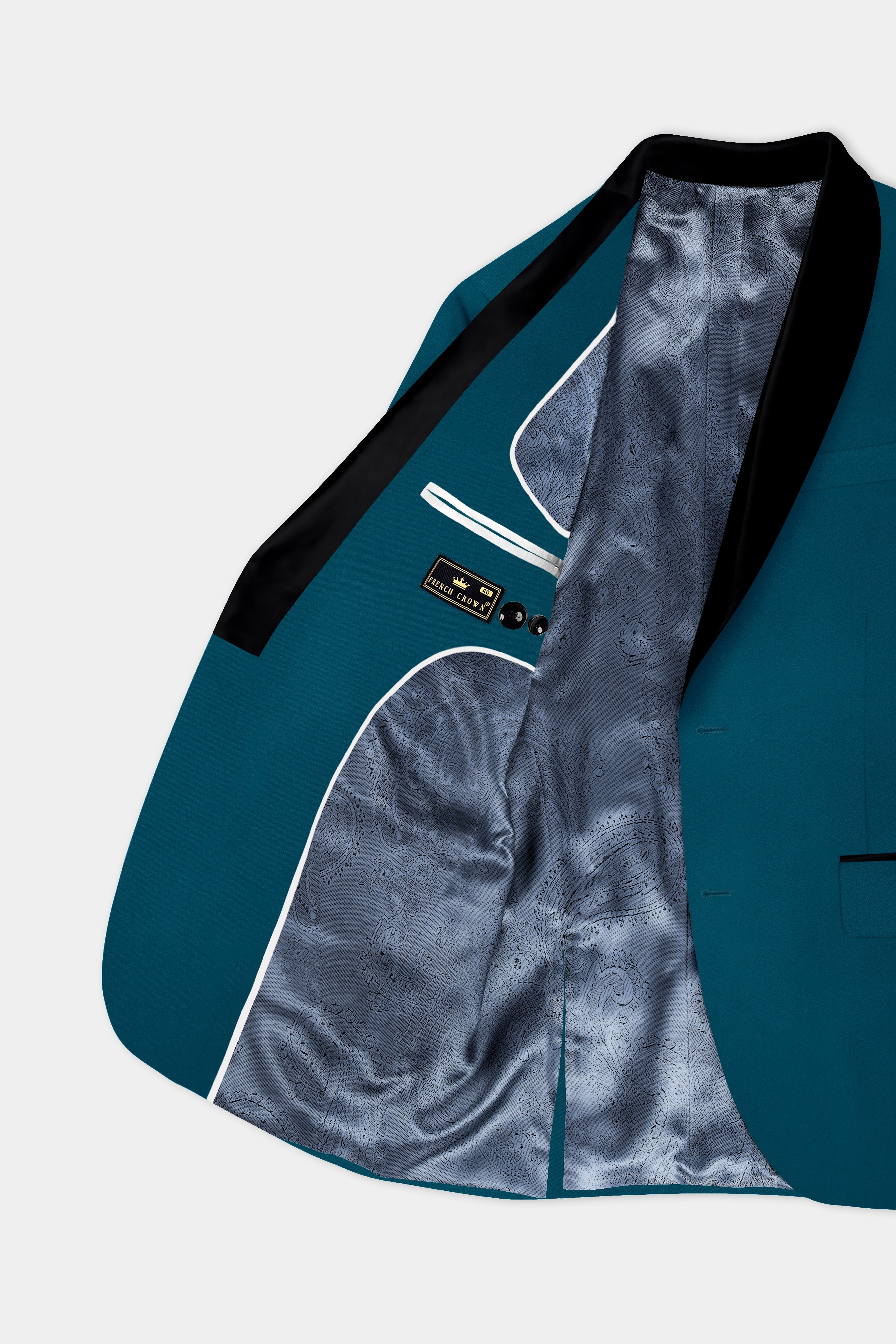 Prussian Blue Solid Wool Rich Tuxedo Stretchable traveler Blazer