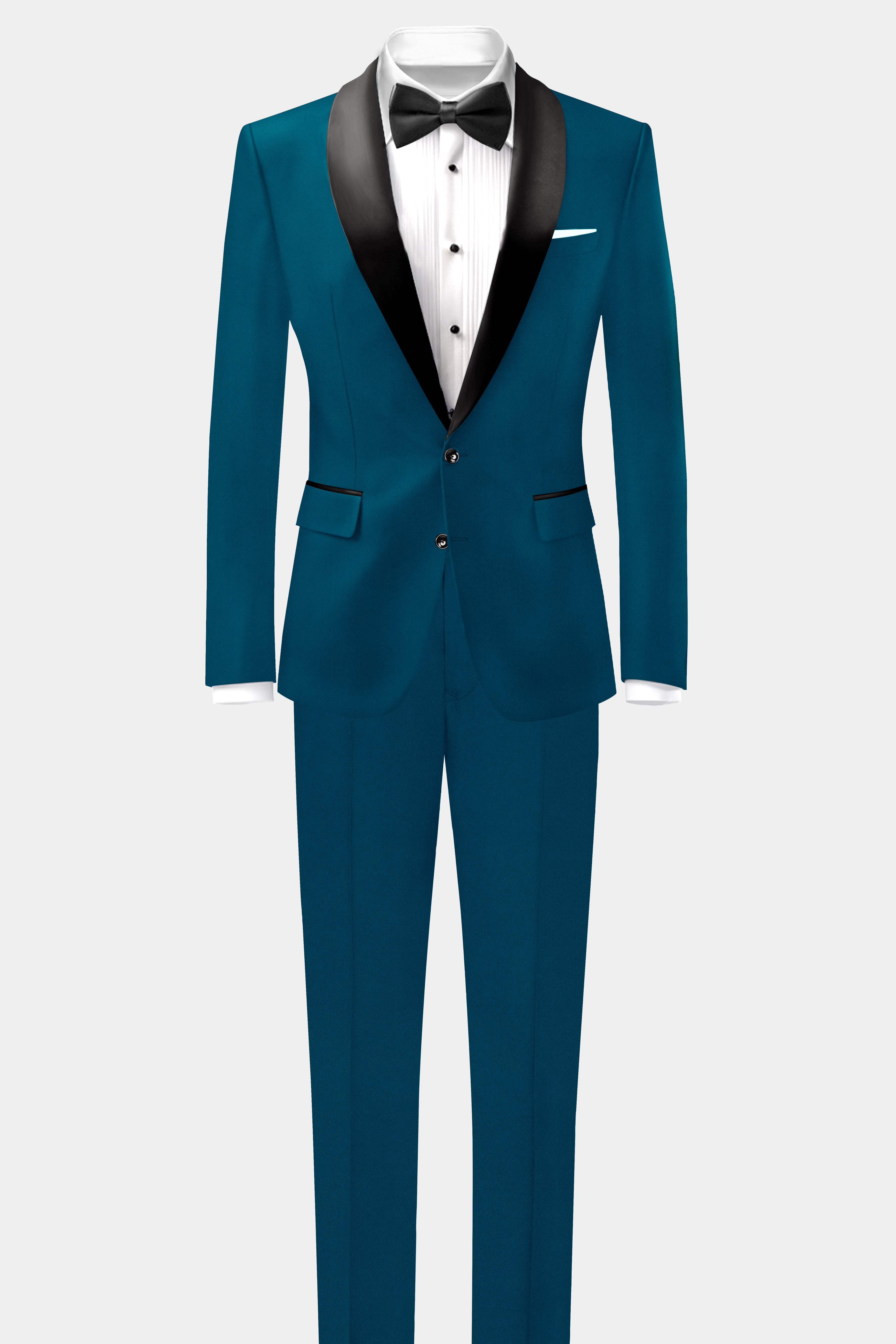 Prussian Blue Solid Wool Rich Tuxedo Stretchable traveler Blazer