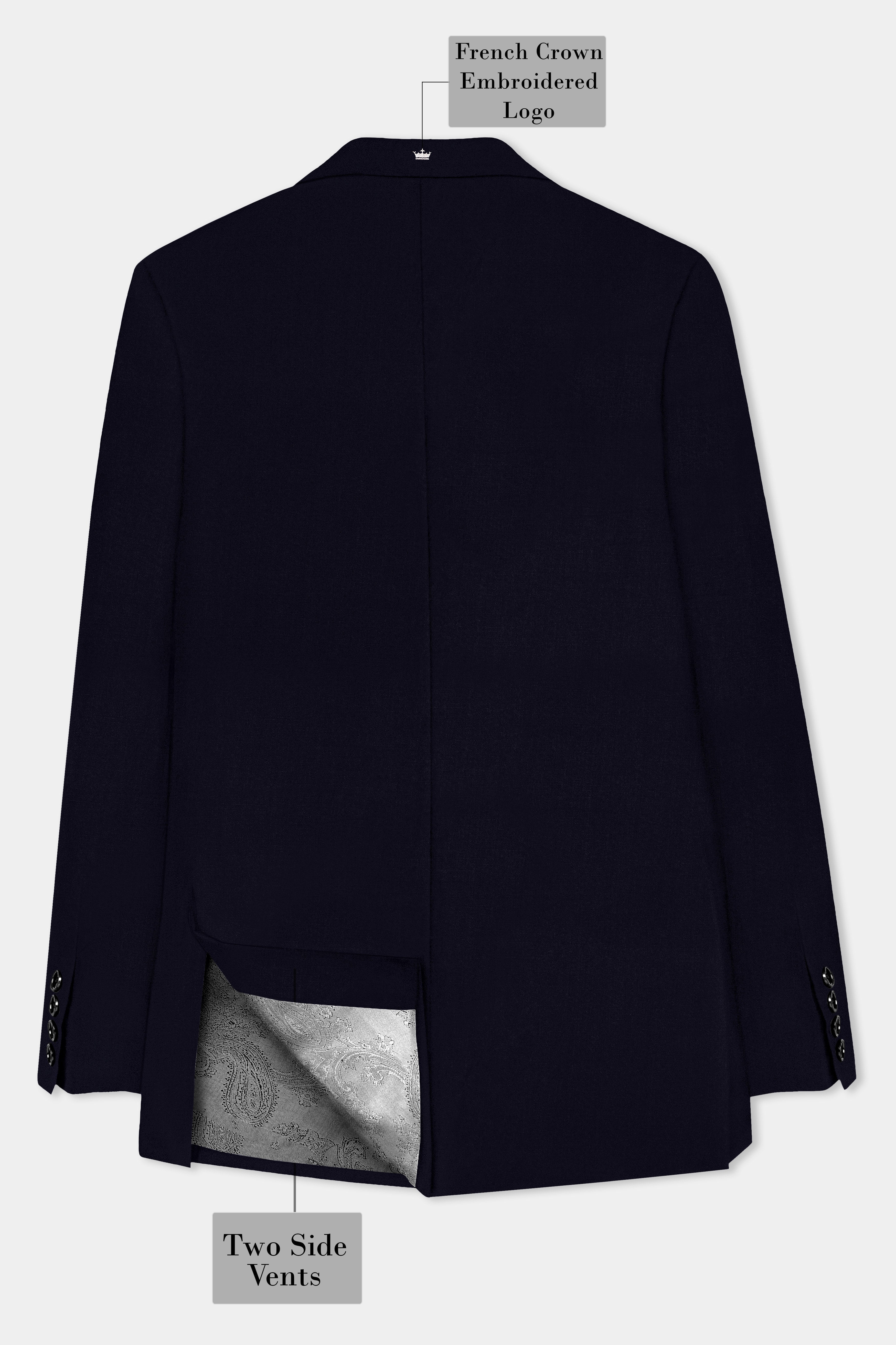 Vulcan Blue Solid Wool Rich Single Breasted Blazer