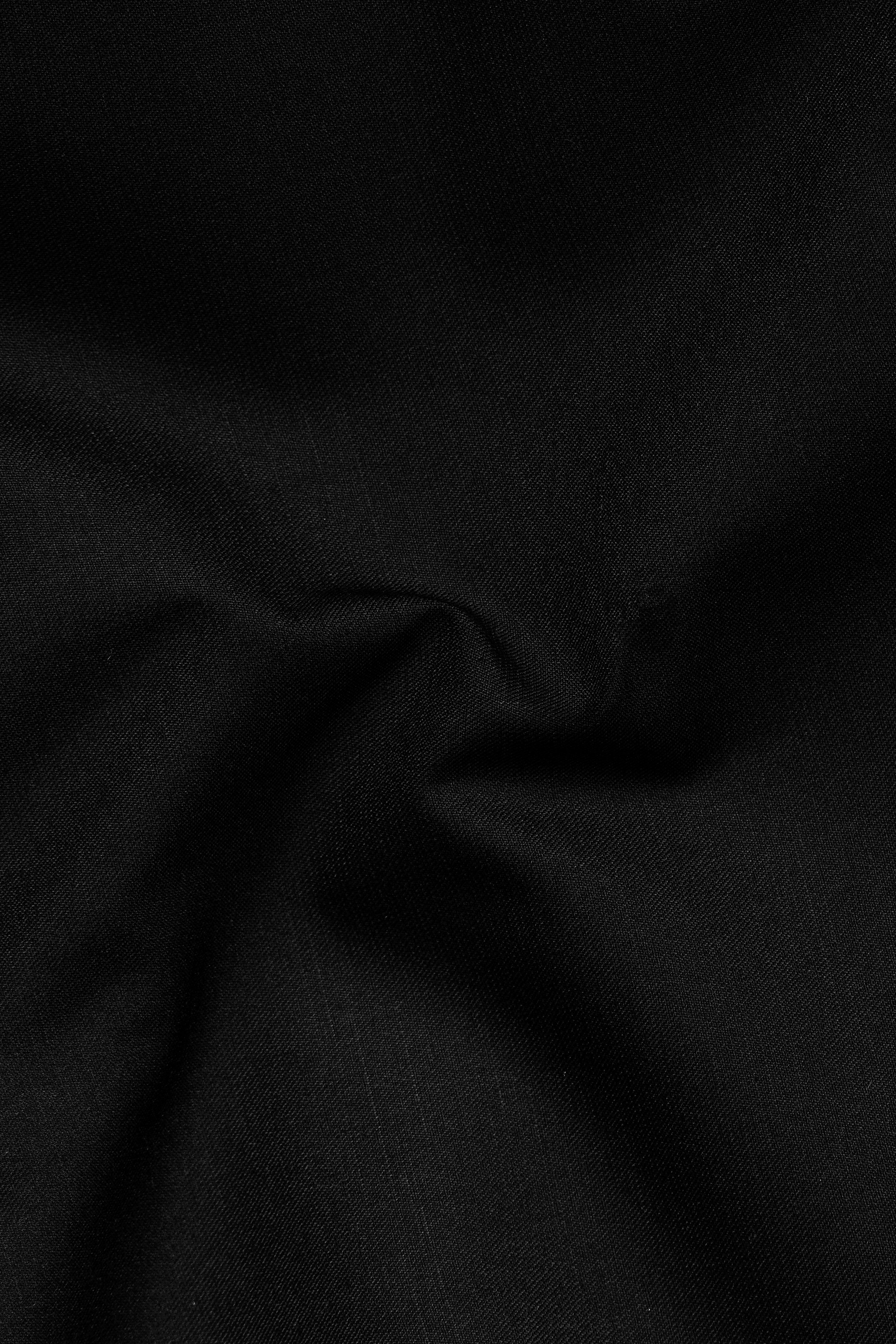 Jade Black Solid Wool Rich Bandhgala Stretchable traveler Blazer
