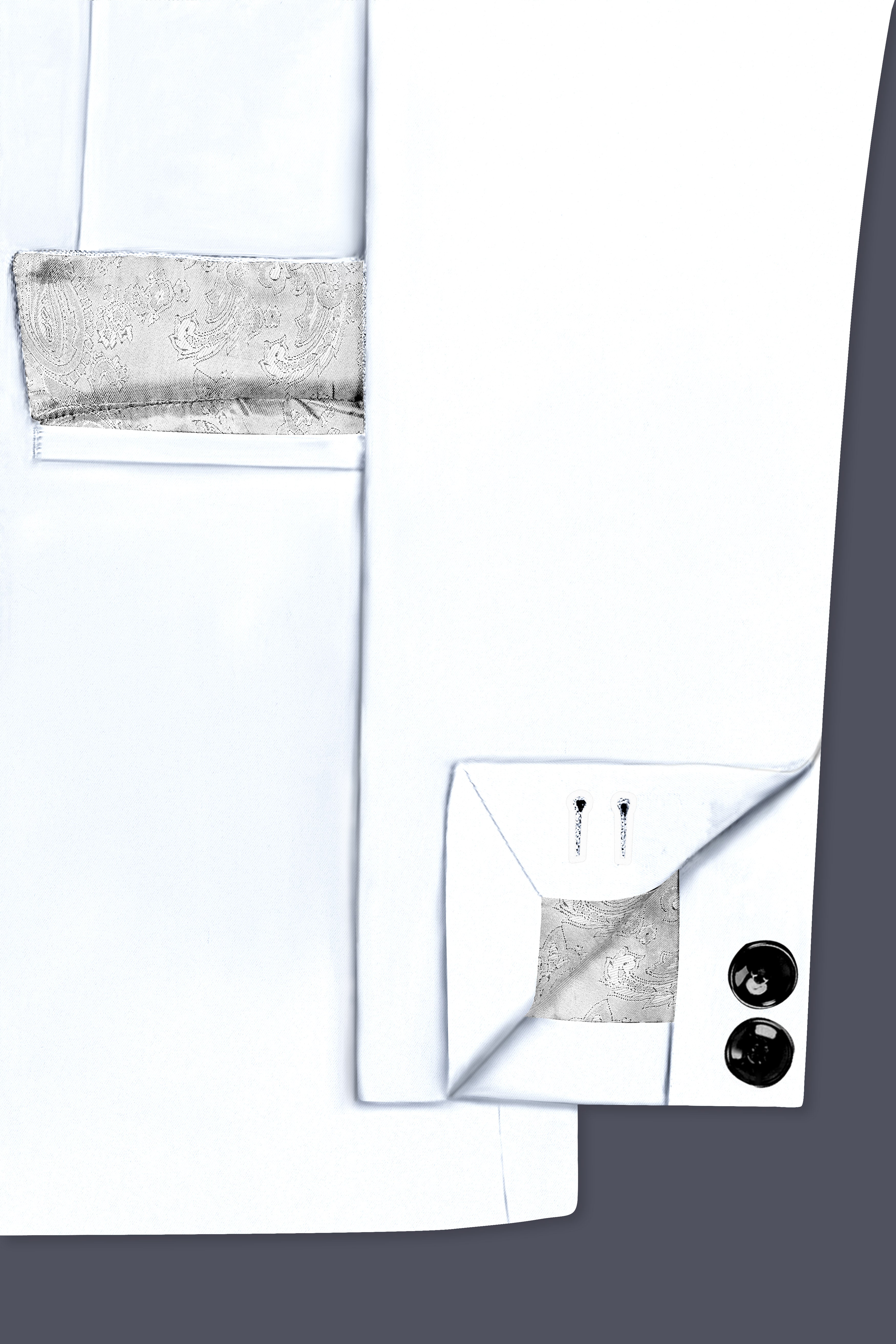 Bright White Solid Wool Rich Cross Placket Bandhgala Stretchable traveler Blazer