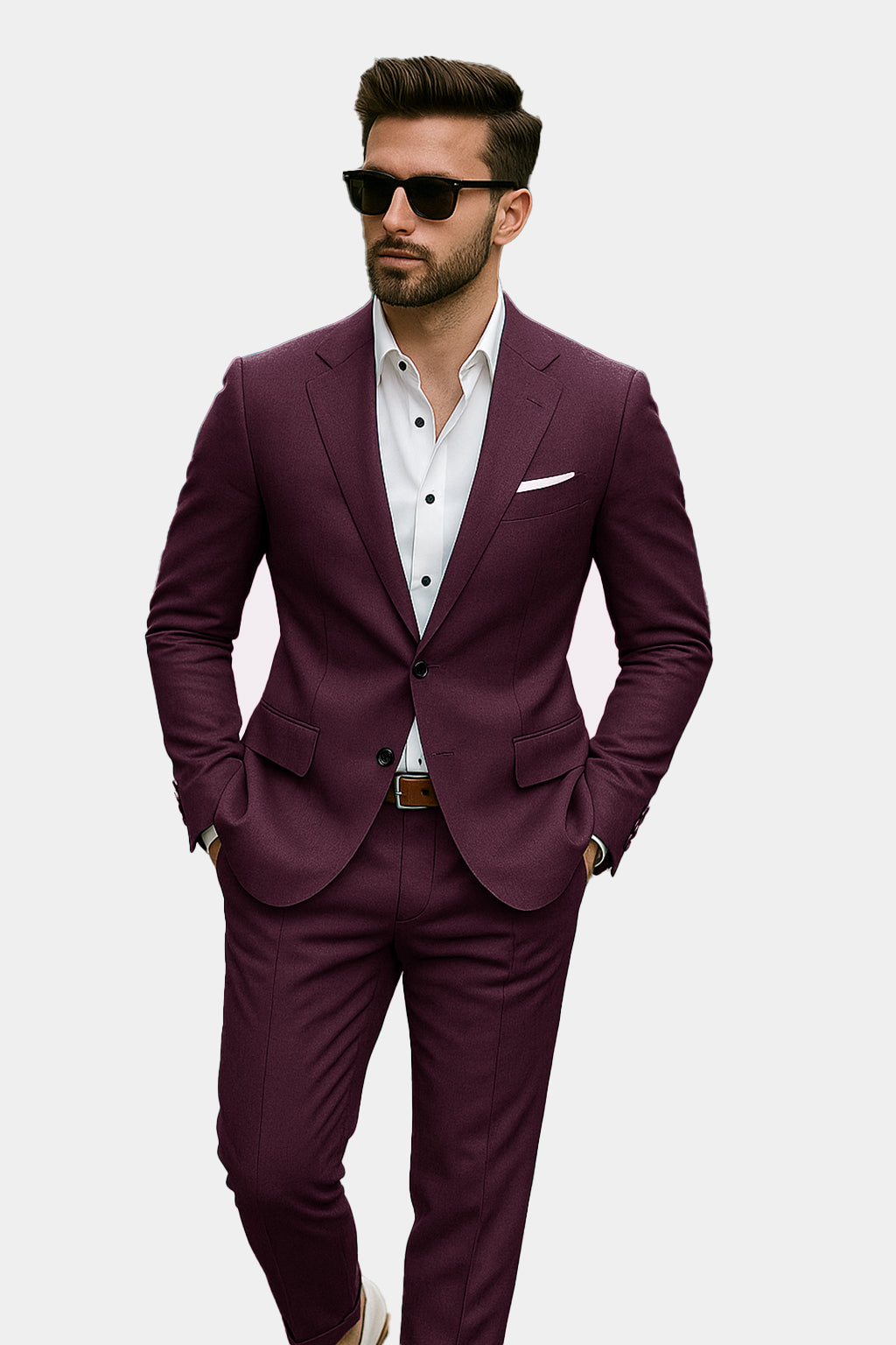 Merlot-Bistre Wine Maroon Solid Wool Rich Single Breasted Stretchable traveler Blazer