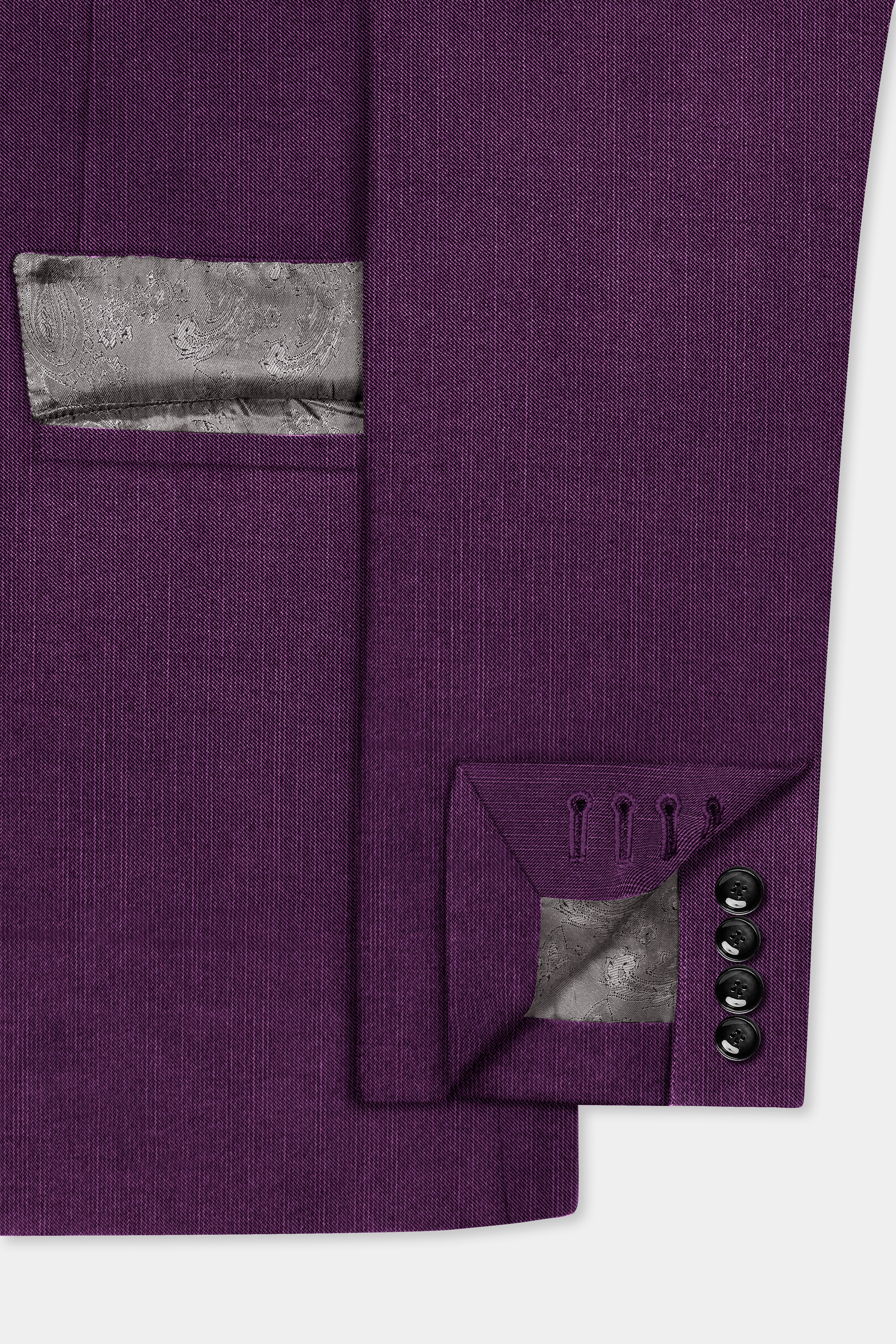 Orchid-Grape Purple Solid Wool Rich Single Breasted Slight Stretch Blazer