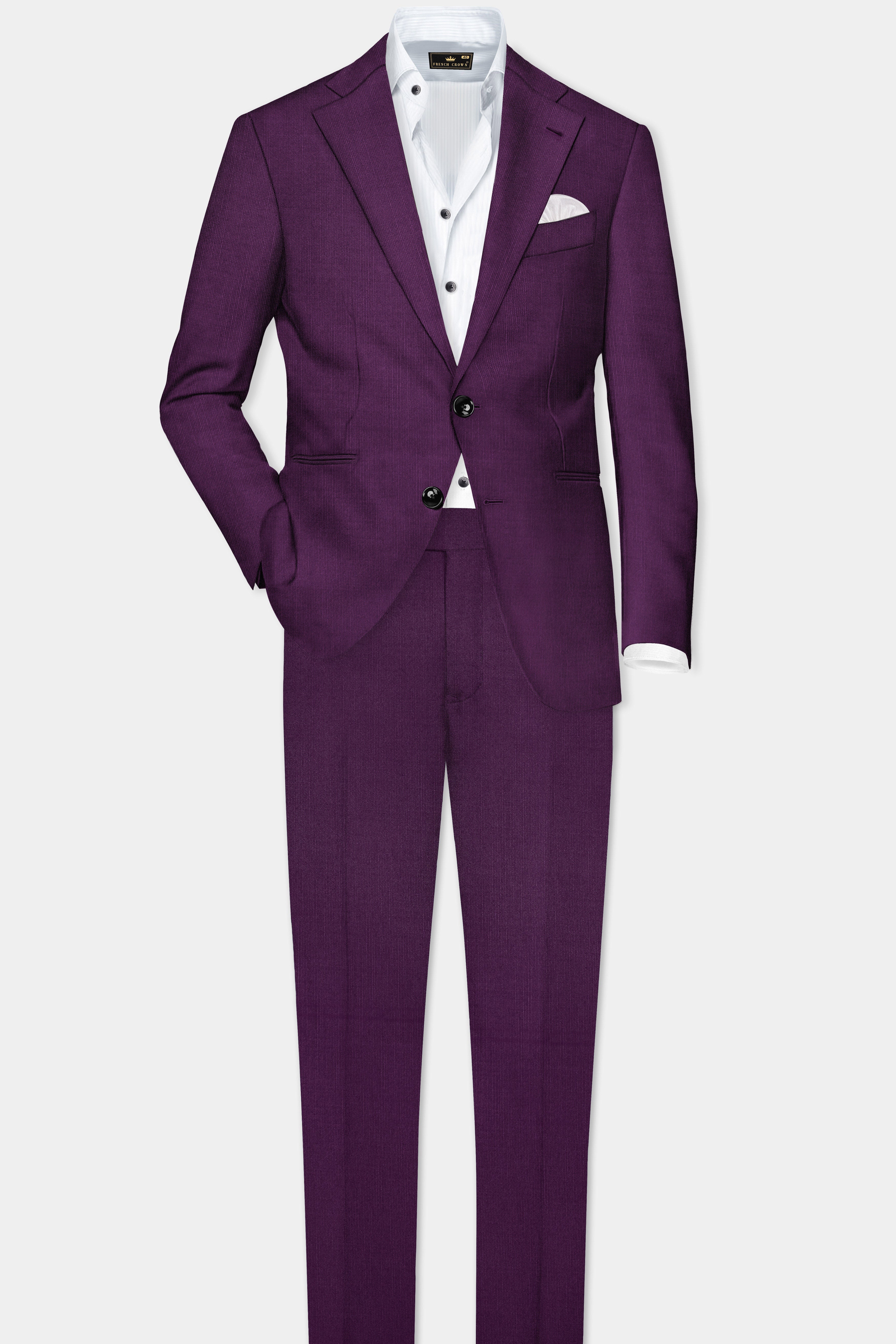 Orchid-Grape Purple Solid Wool Rich Single Breasted Stretchable traveler Blazer