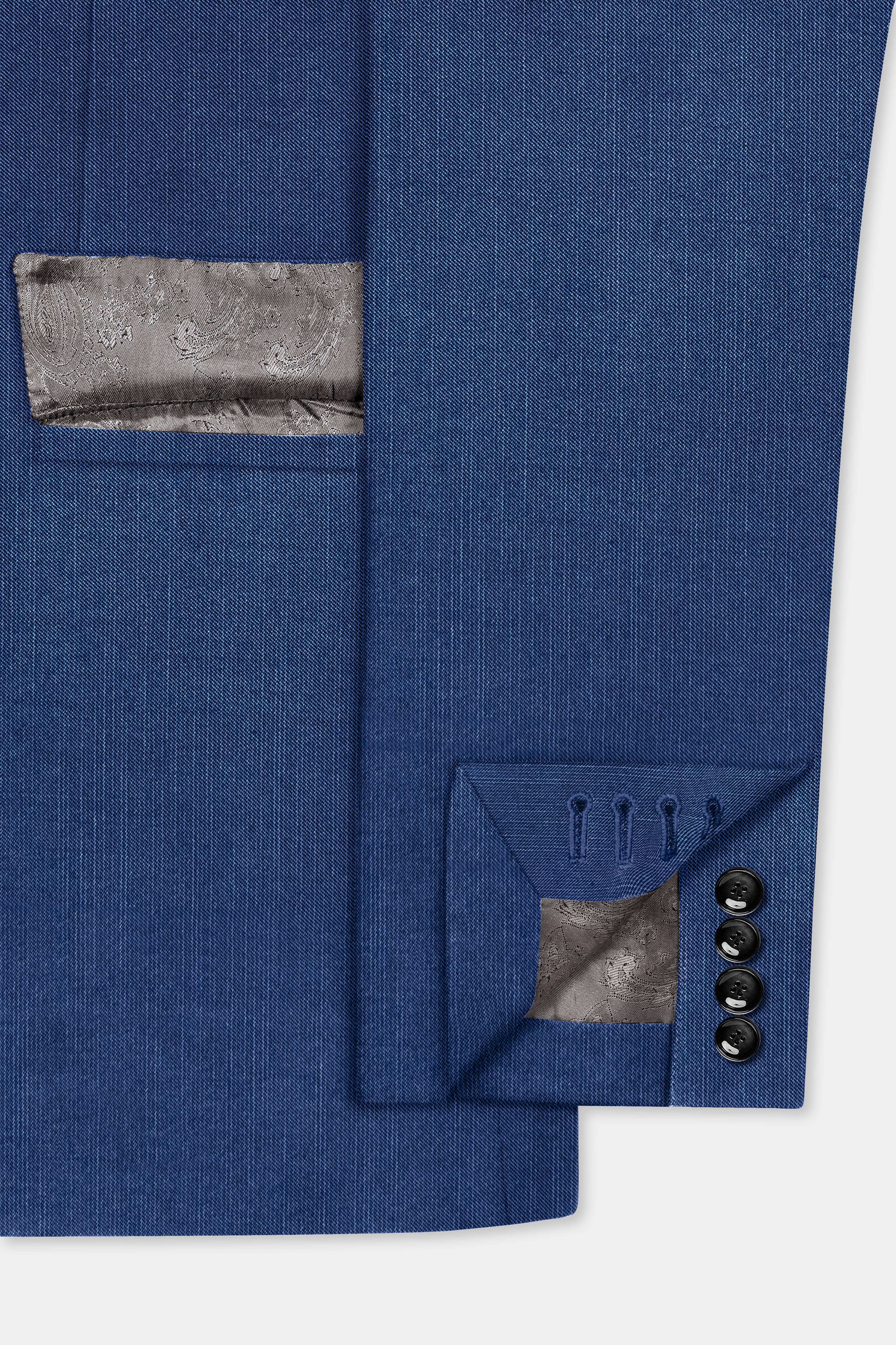 Marinoir-Cello Blue Solid Wool Rich Single Breasted Slight Stretch Blazer