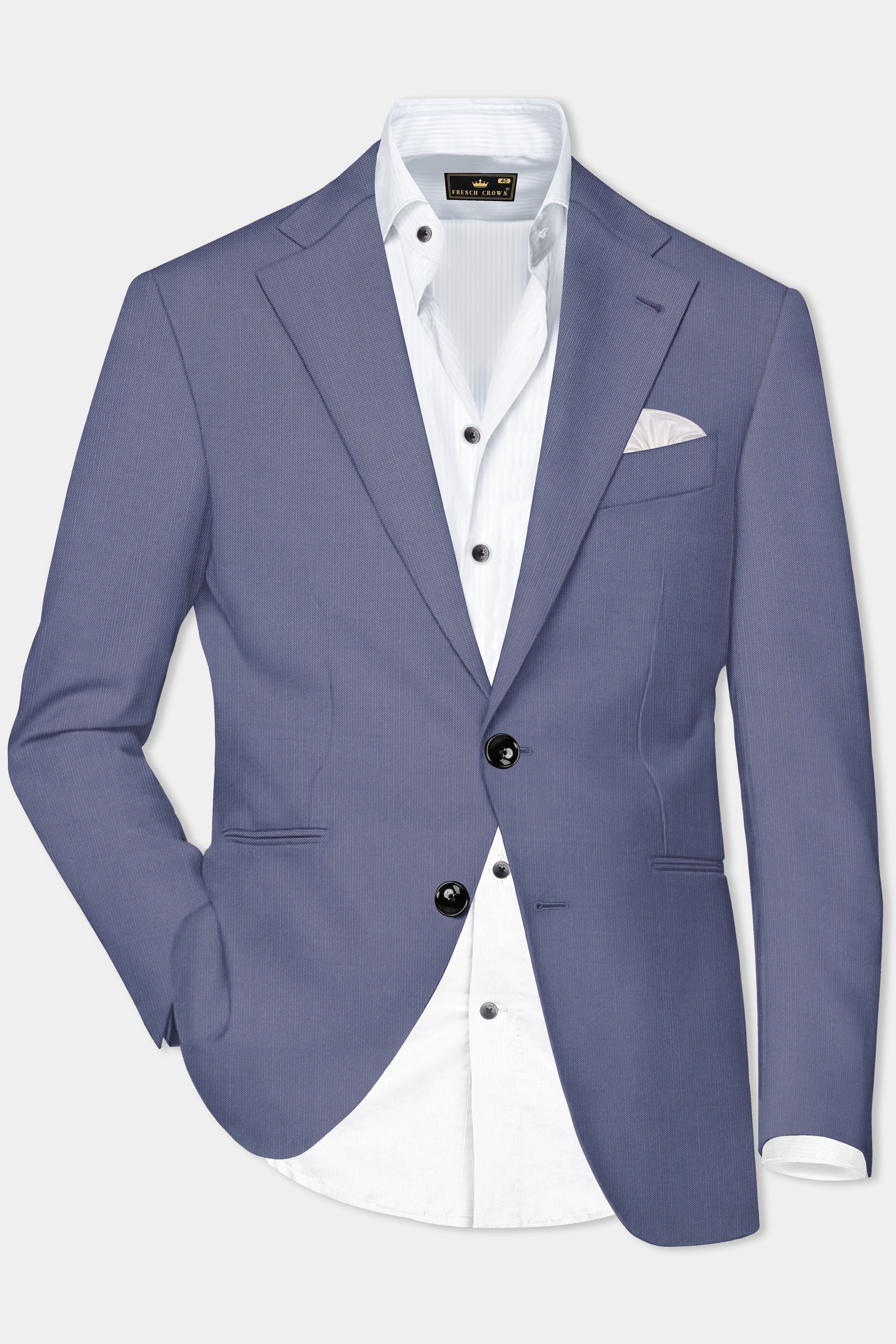 Zenith-Comet Blue Solid Wool Rich Single Breasted Stretchable traveler Blazer