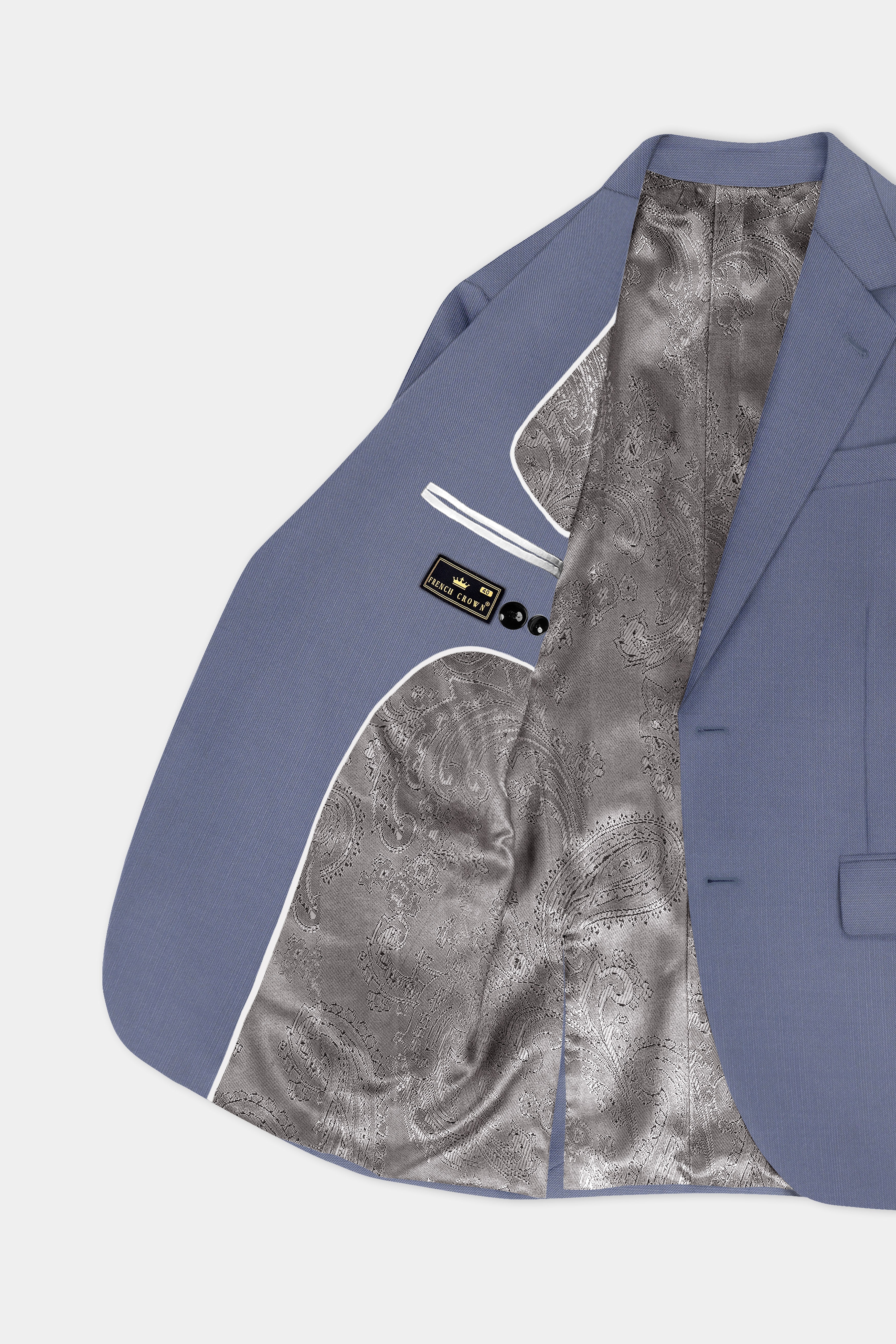 Zenith-Comet Blue Solid Wool Rich Single Breasted Stretchable traveler Blazer