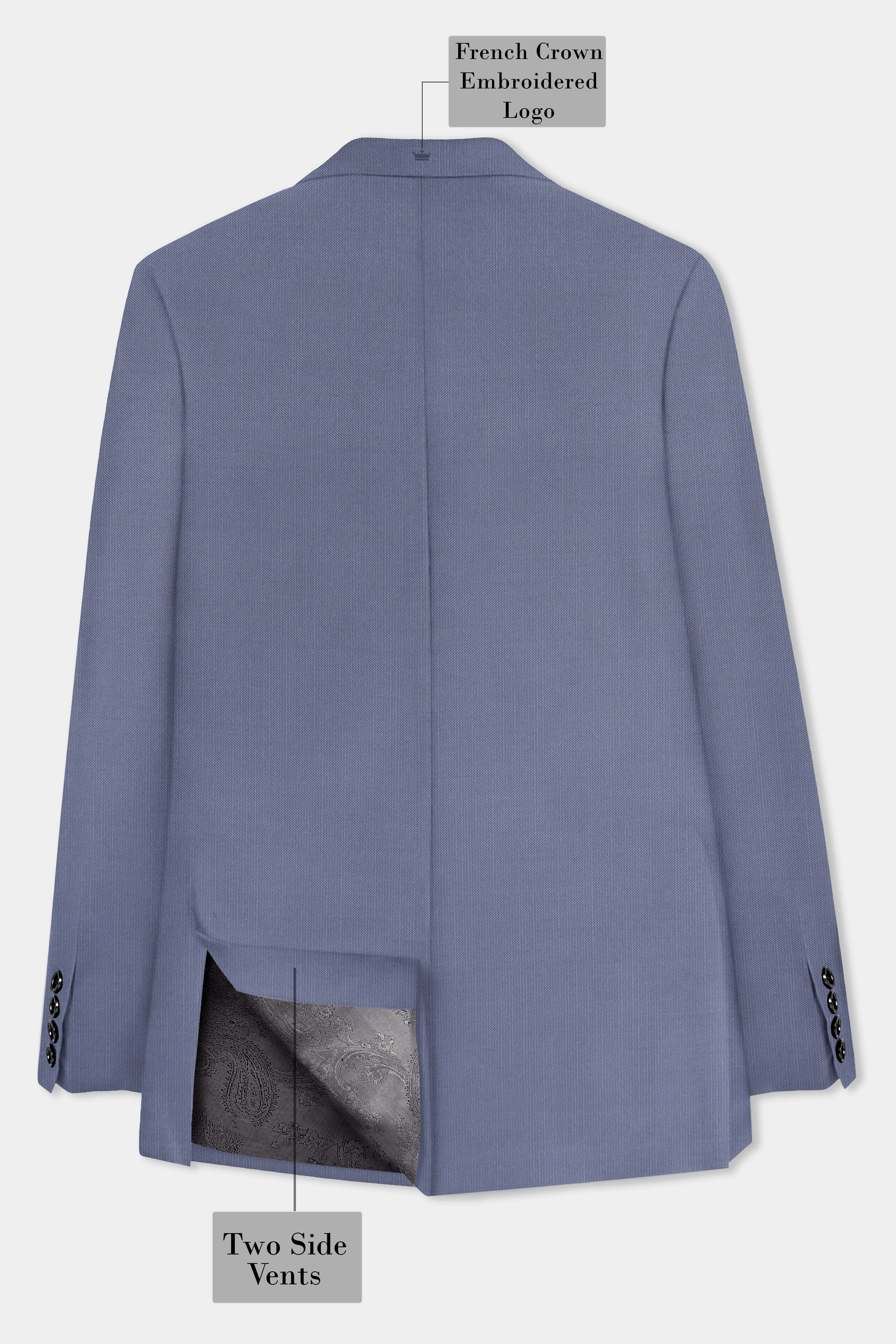 Zenith-Comet Blue Solid Wool Rich Single Breasted Stretchable traveler Blazer