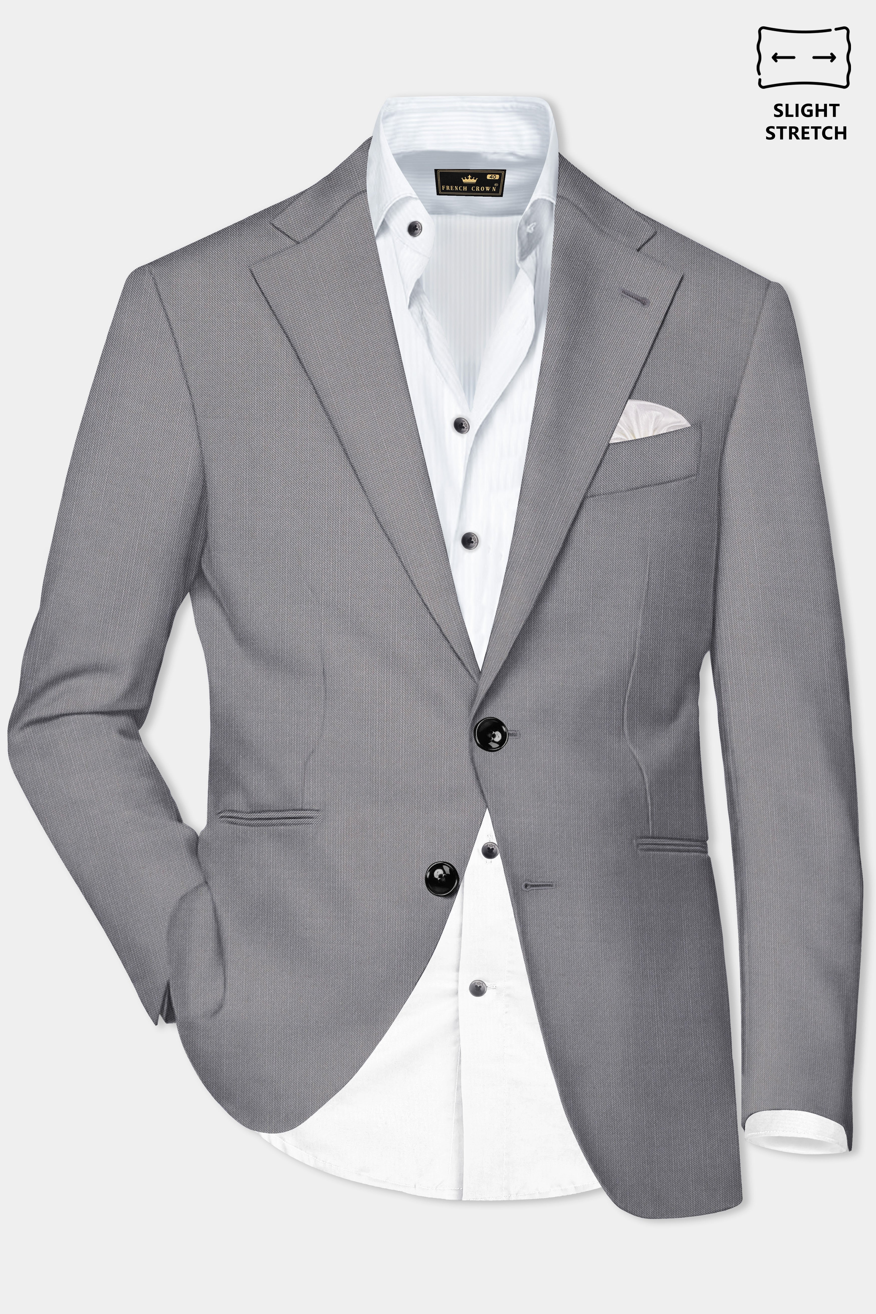 Dorian-Friar Gray Solid Wool Rich Single Breasted Slight Stretch Blazer