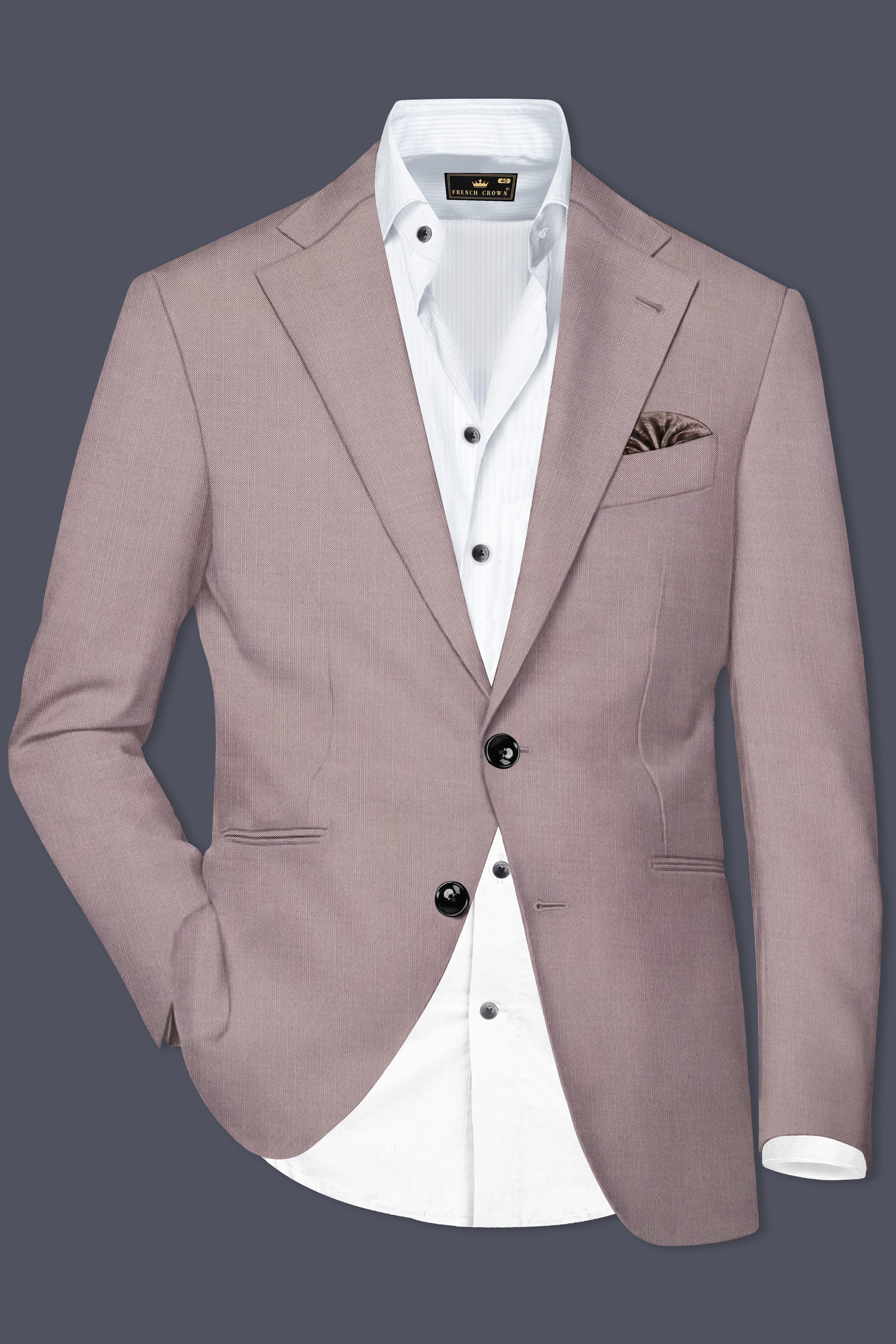 Amour-Rose Quartz Pink Solid Wool Rich Single Breasted Stretchable traveler Blazer