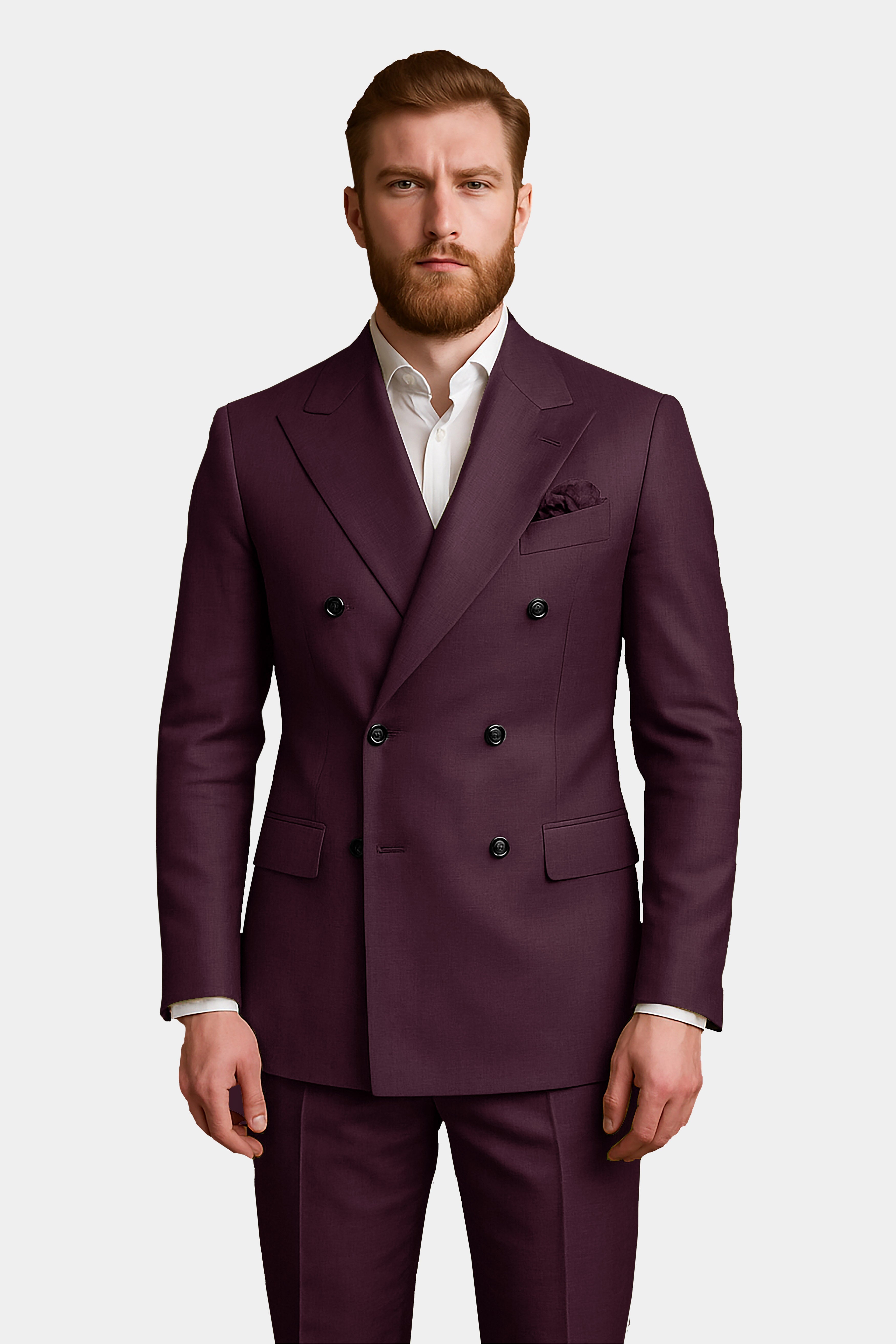 Merlot-Bistre Wine Maroon Solid Wool Rich Double Breasted Stretchable traveler Blazer