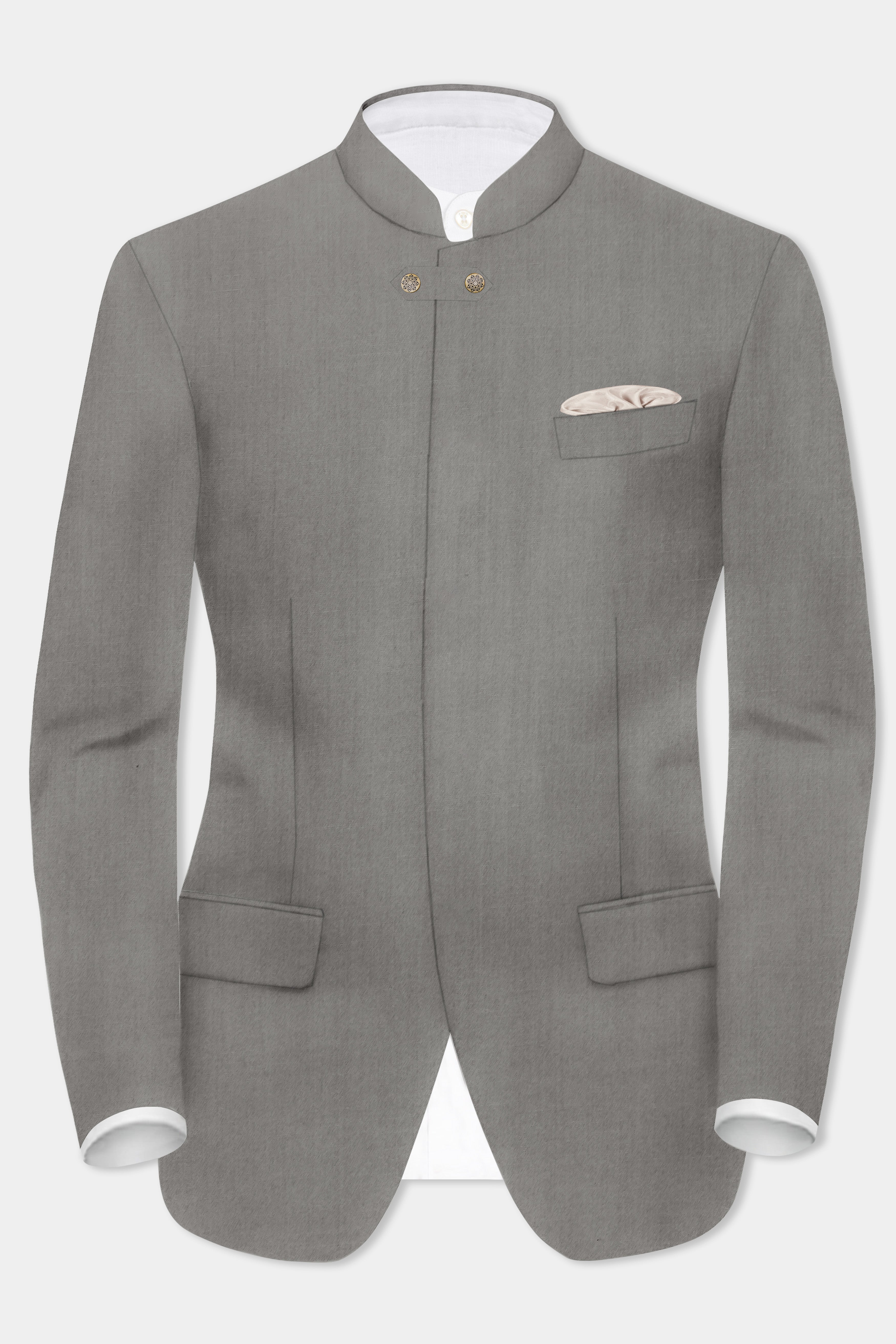 Stack Gray Solid Wool Rich Bandhgala Designer Blazer