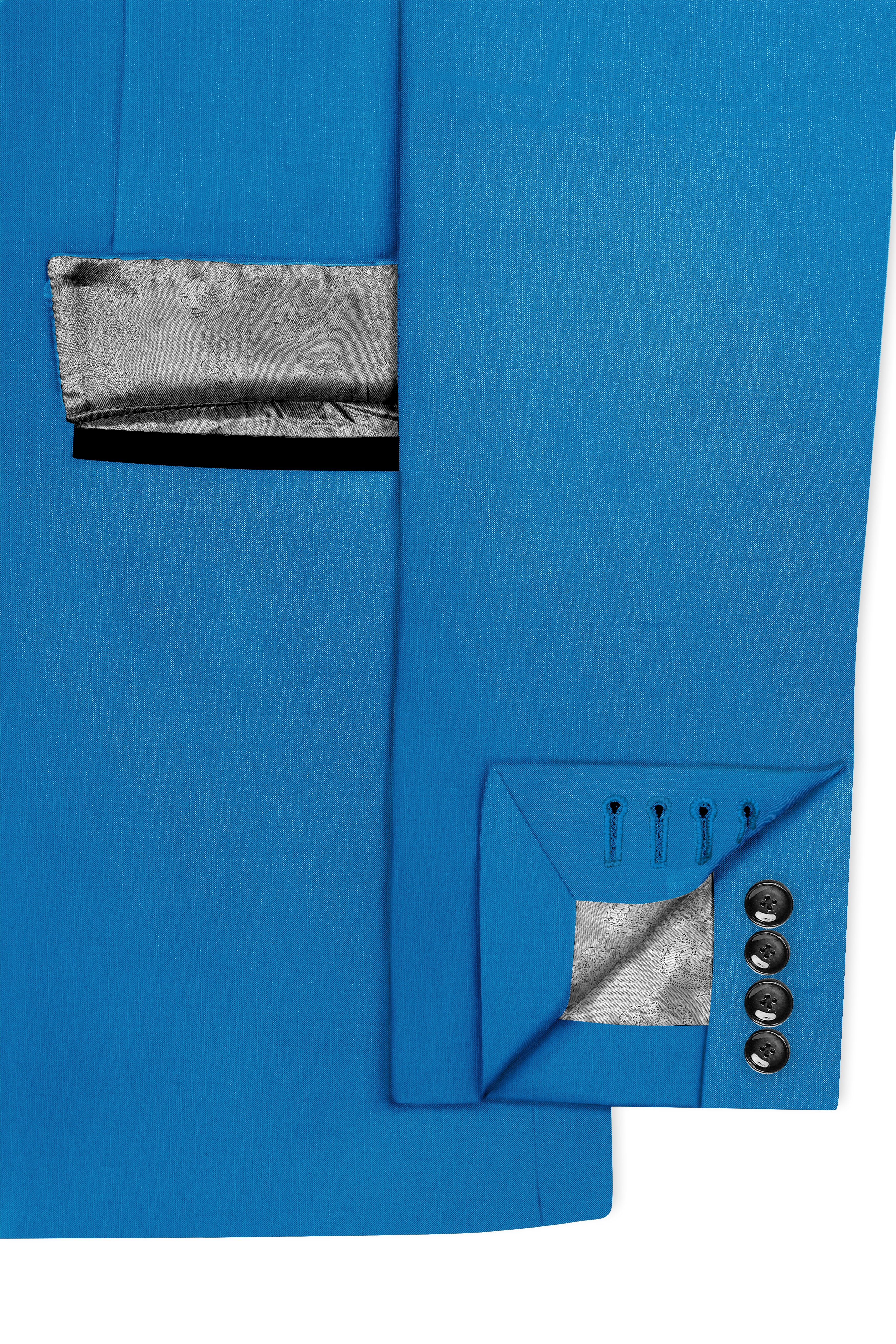 Azure-Venice Blue Wool Rich Tuxedo Slight Stretch Blazer