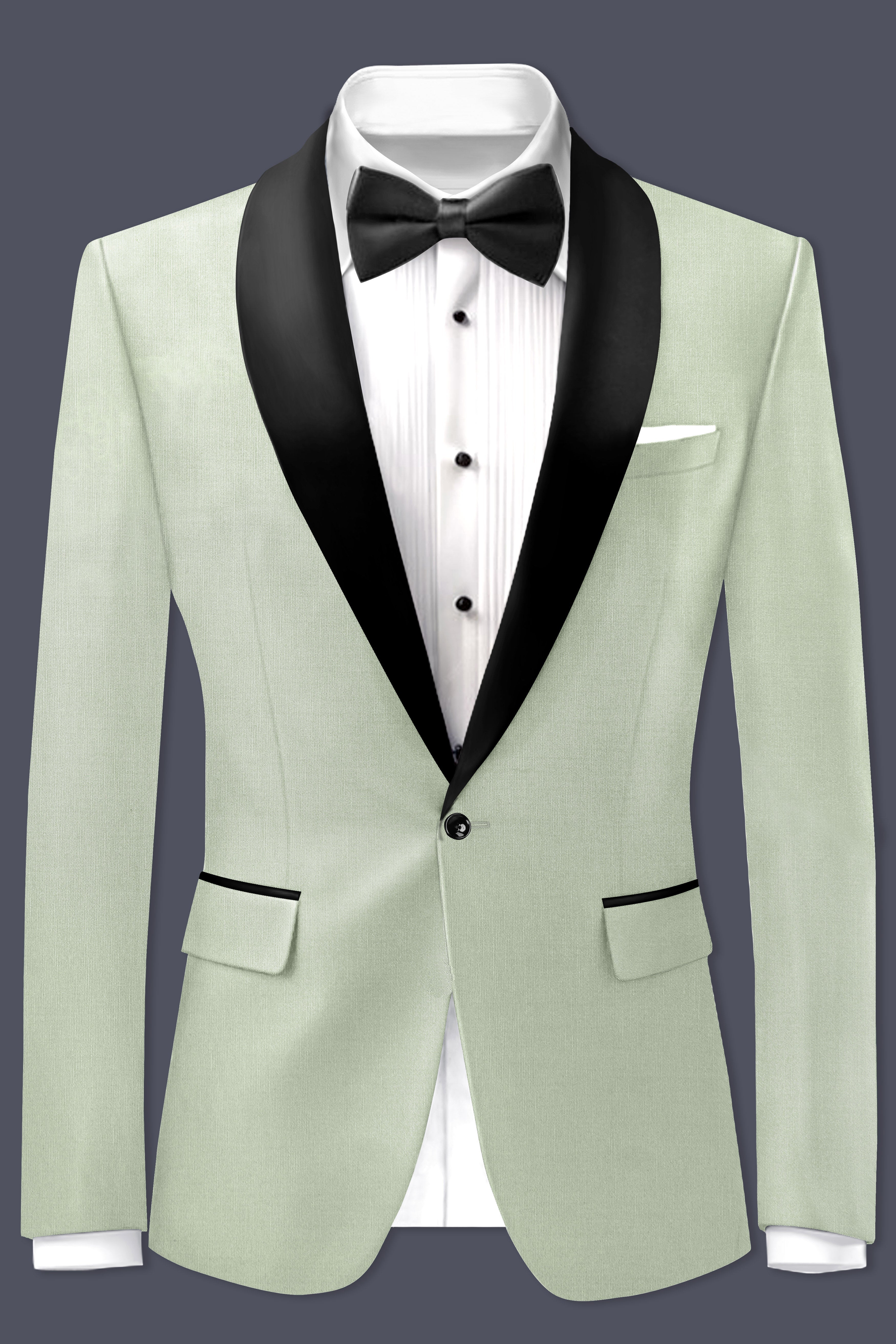 Lichen-Norway Green Wool Rich Tuxedo Slight Stretch Blazer