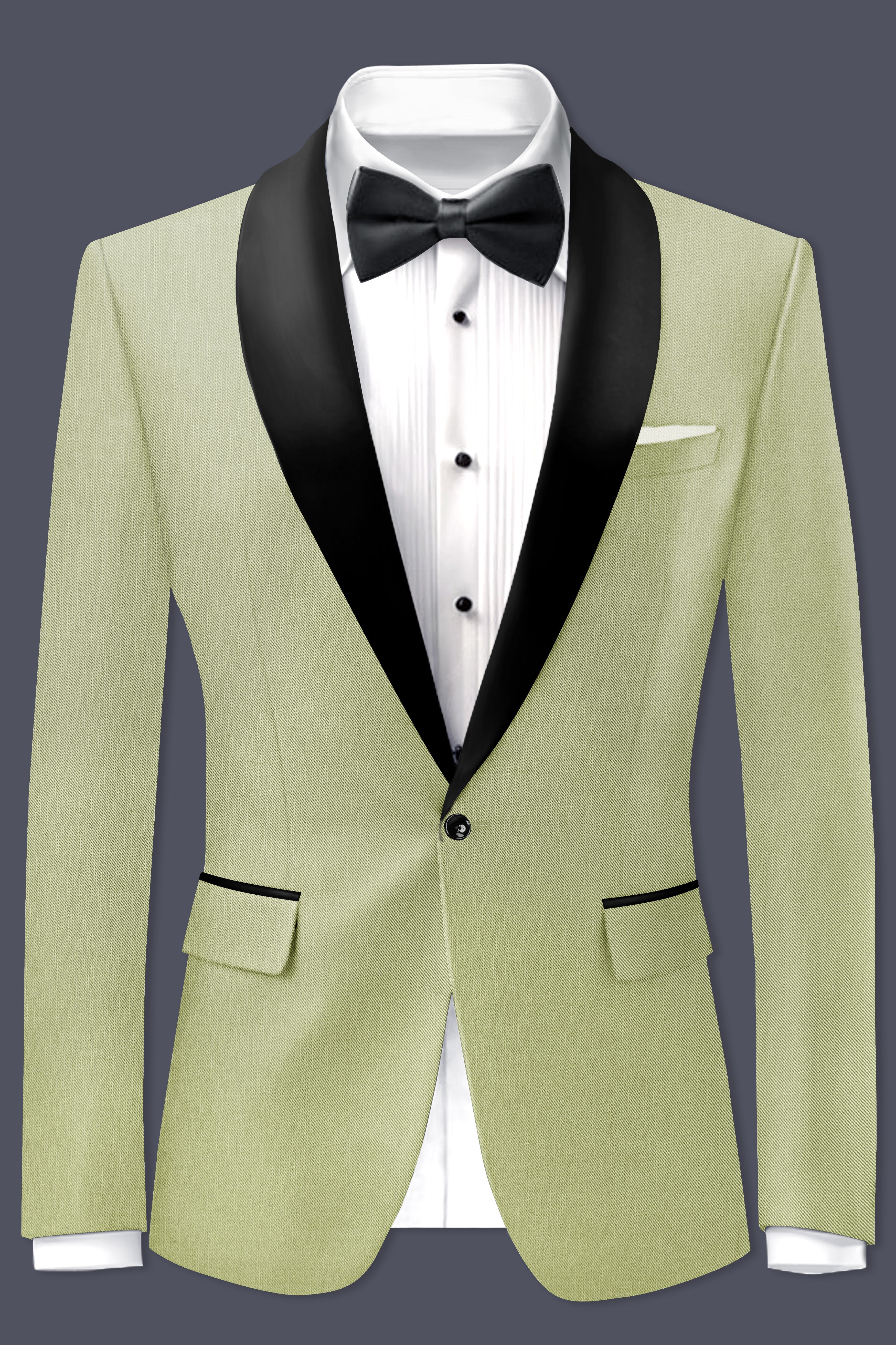 Marsh-Swamp Green Wool Rich Tuxedo Slight Stretch Blazer