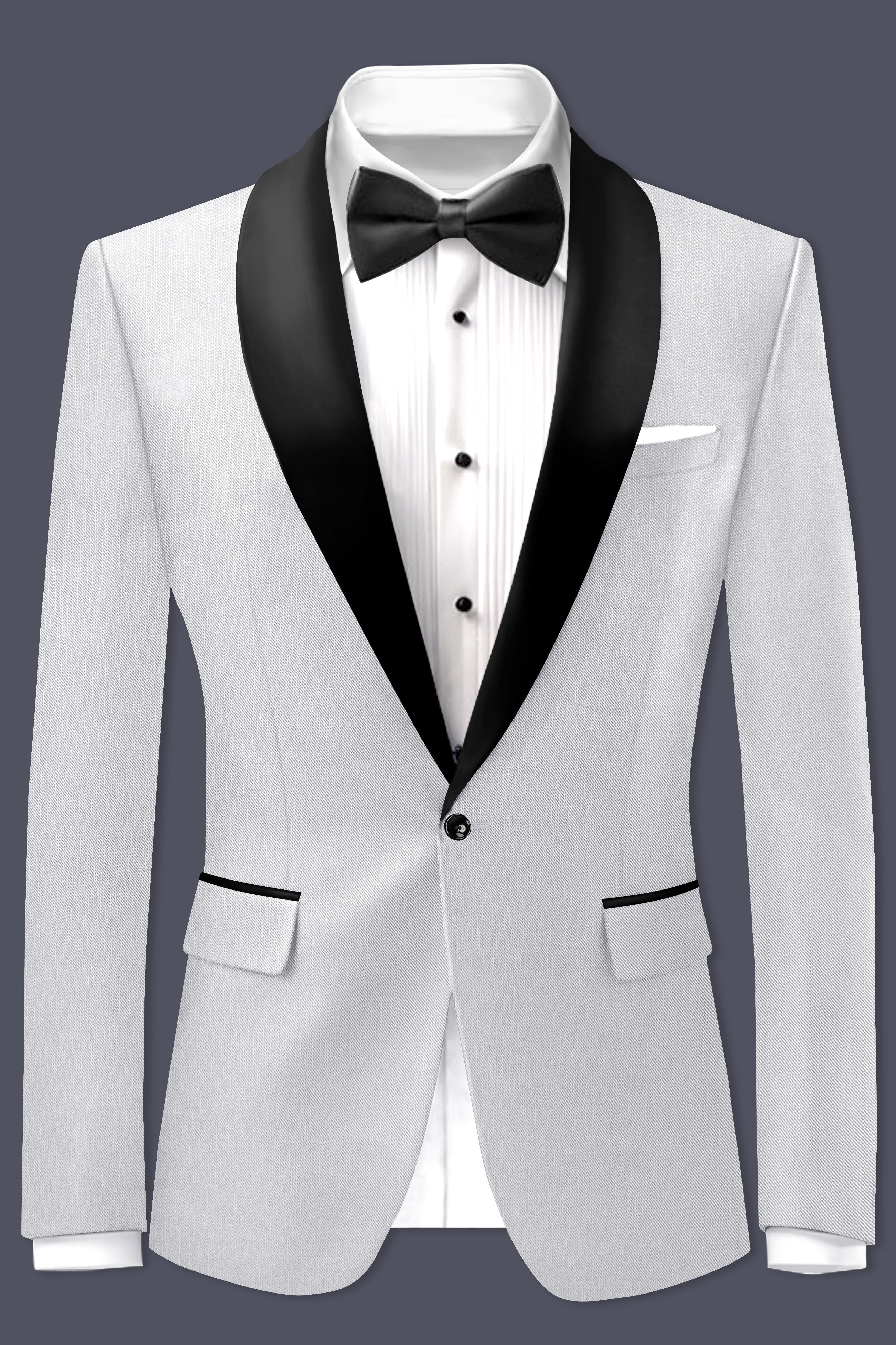 Granite-Alto Gray Wool Rich Tuxedo Slight Stretch Blazer