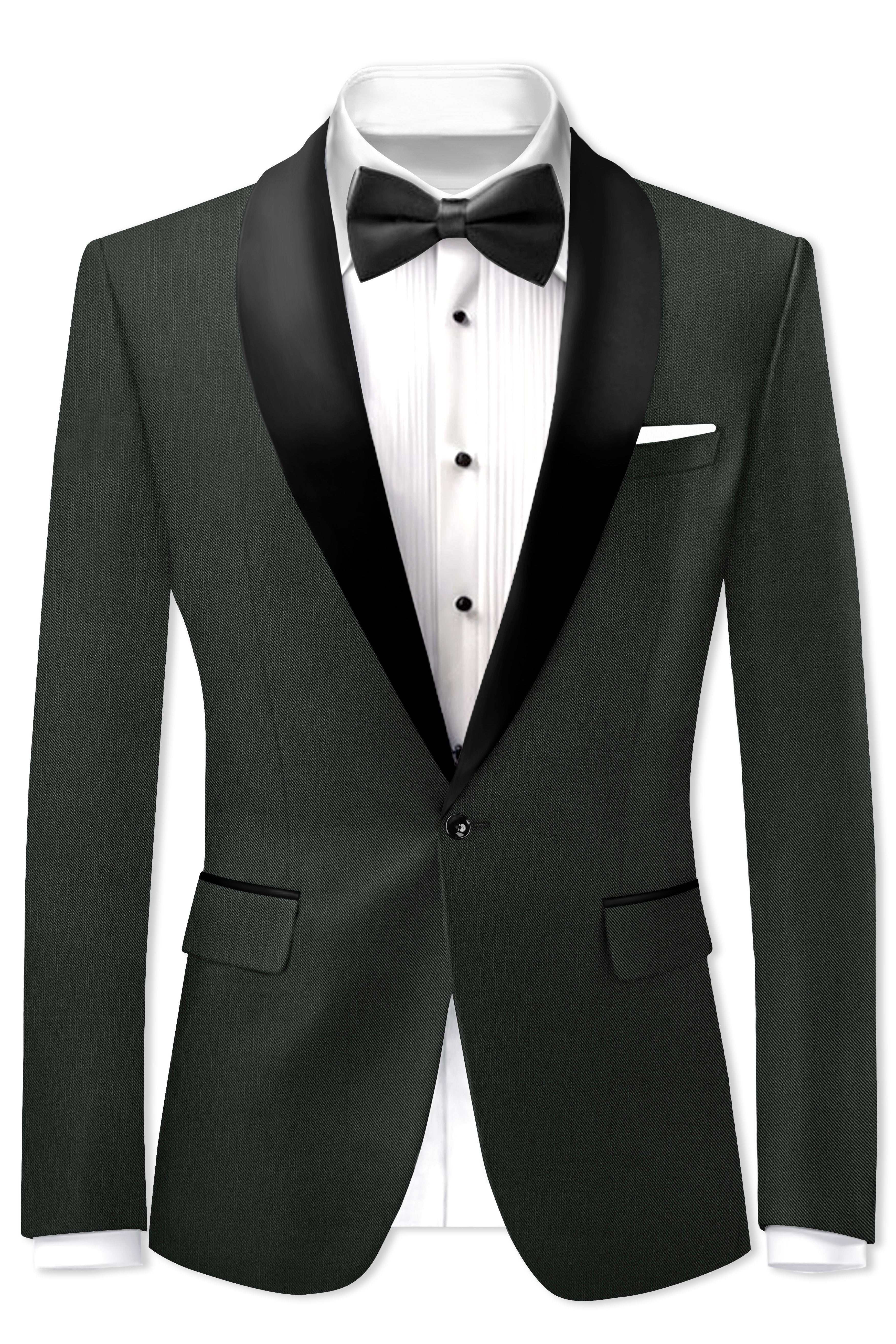 Shafton-Mine Shaft Green Wool Rich Tuxedo Slight Stretch Blazer