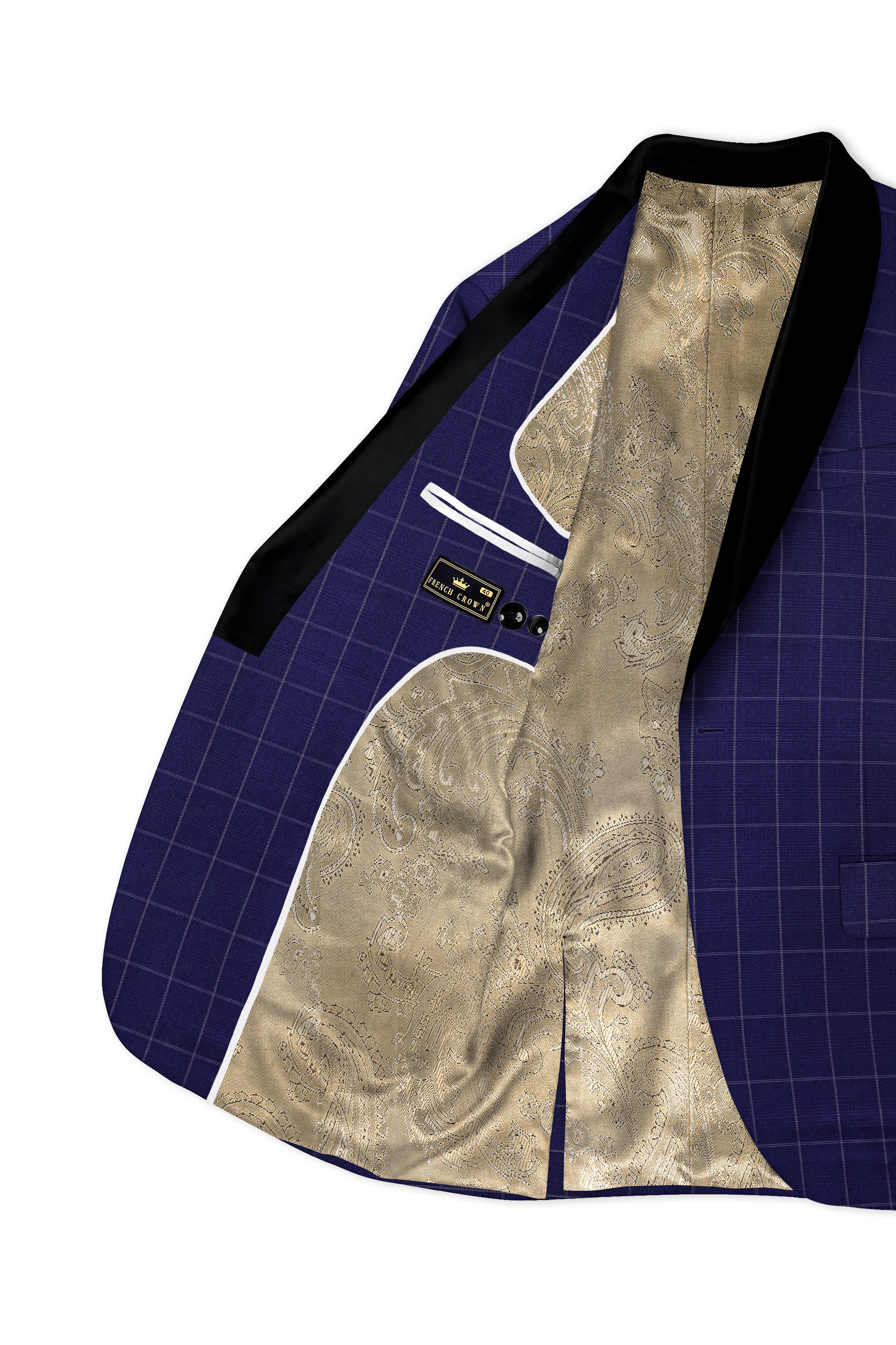 Noctex-Rhino Blue Windowpane Wool Rich Tuxedo Blazer