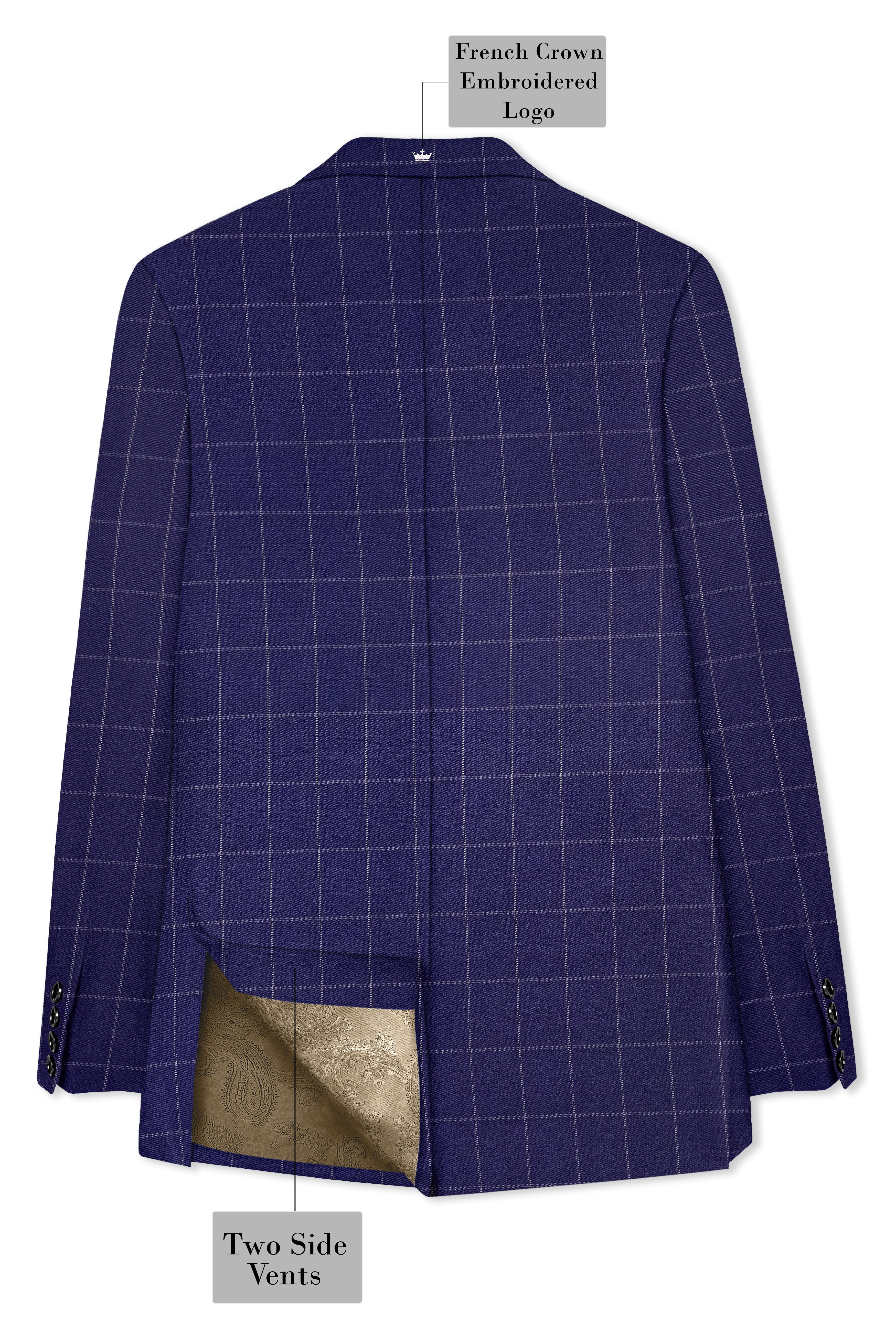 Noctex-Rhino Blue Windowpane Wool Rich Tuxedo Blazer