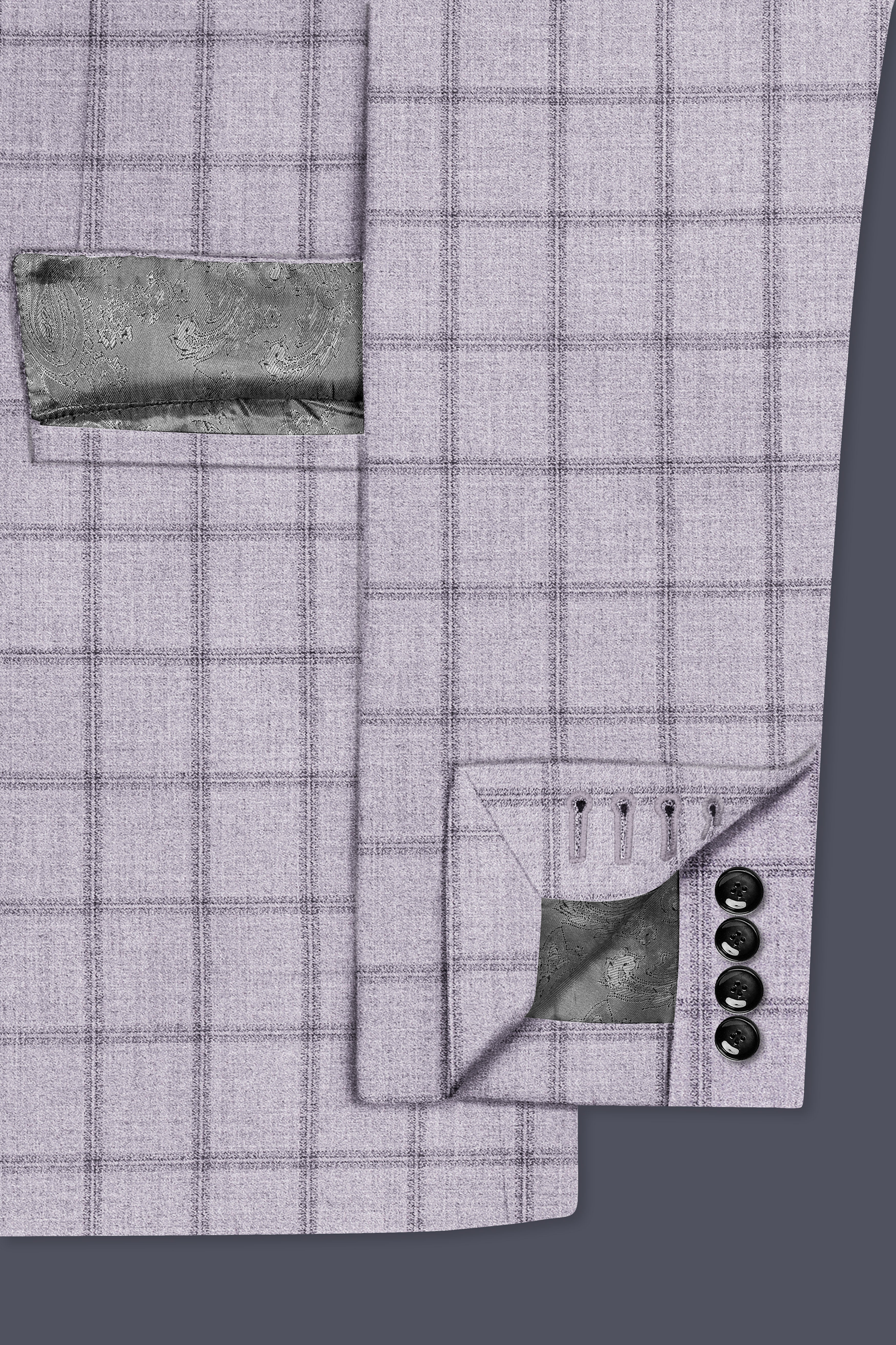 Trevane-Concord Gray Plaid Wool Rich Single Breasted Blazer