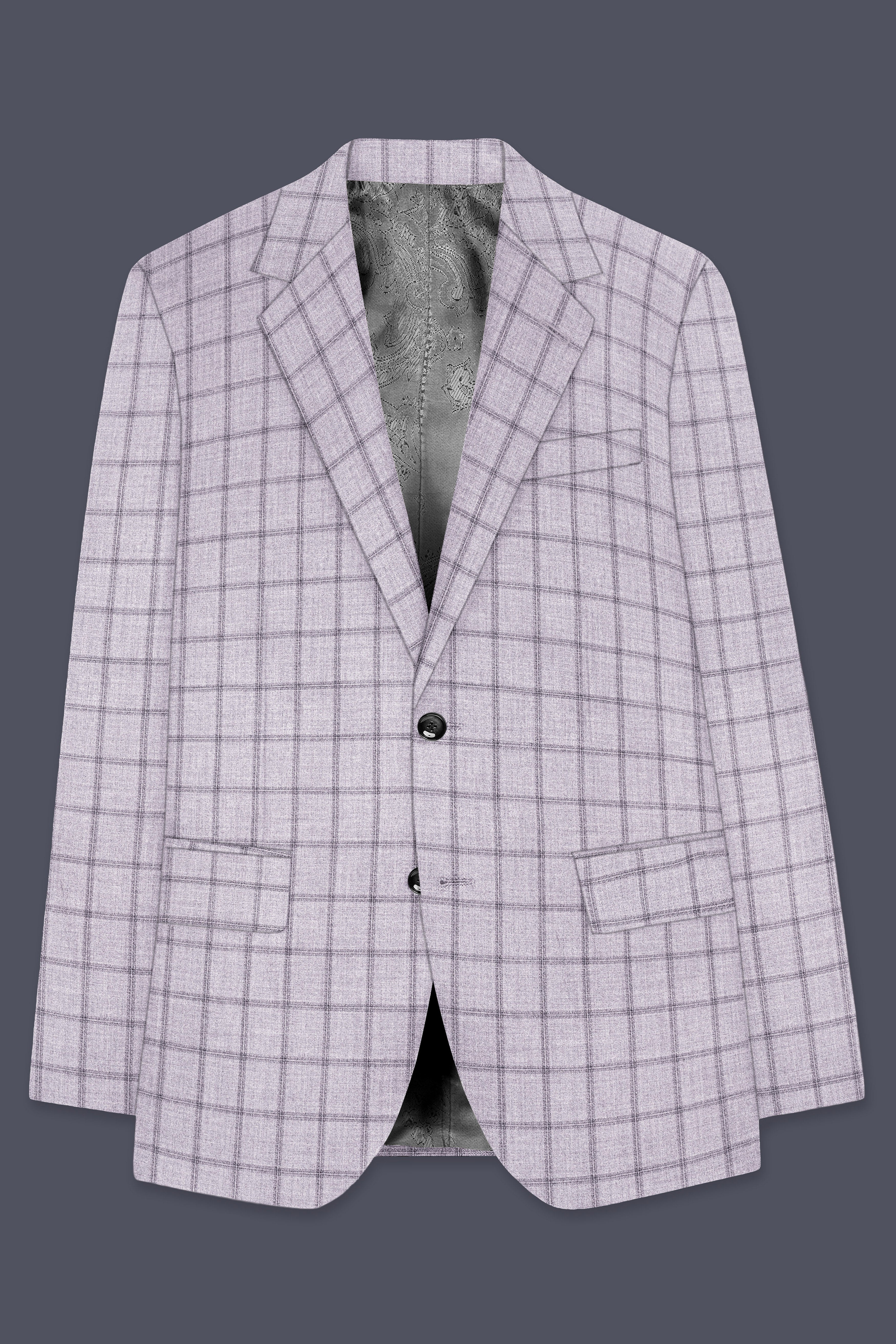 Trevane-Concord Gray Plaid Wool Rich Single Breasted Blazer