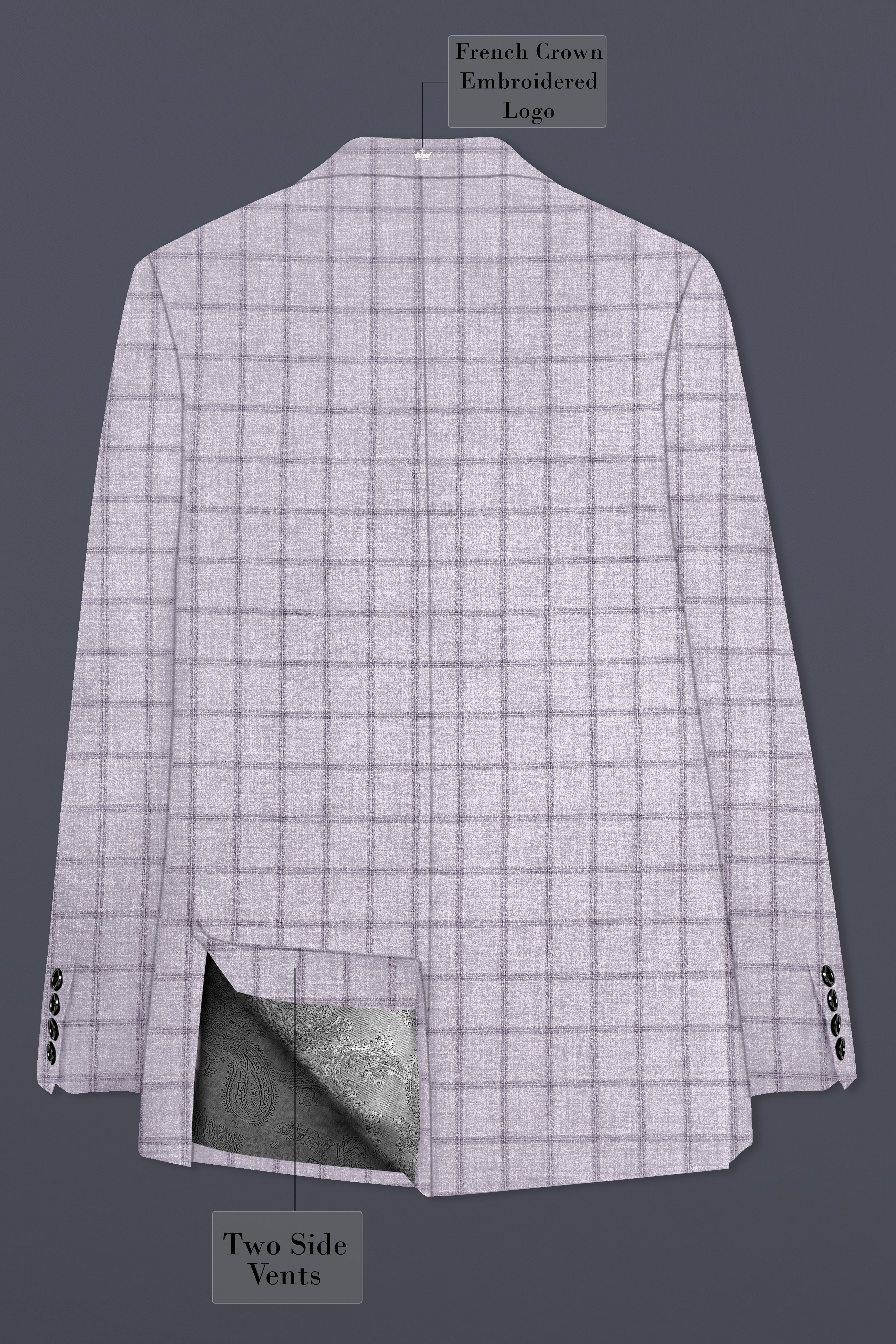 Trevane-Concord Gray Plaid Wool Rich Single Breasted Blazer