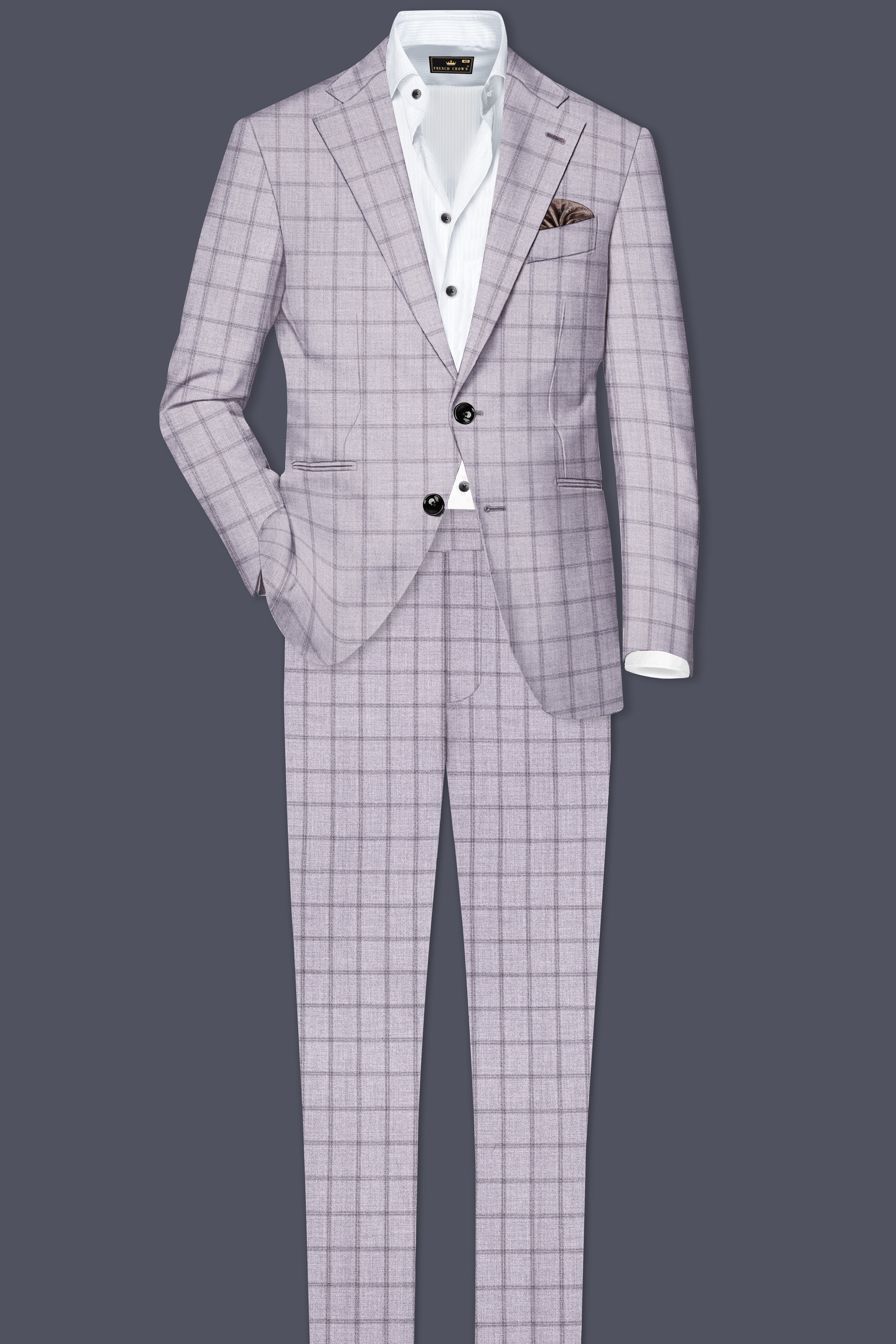 Trevane-Concord Gray Plaid Wool Rich Single Breasted Blazer
