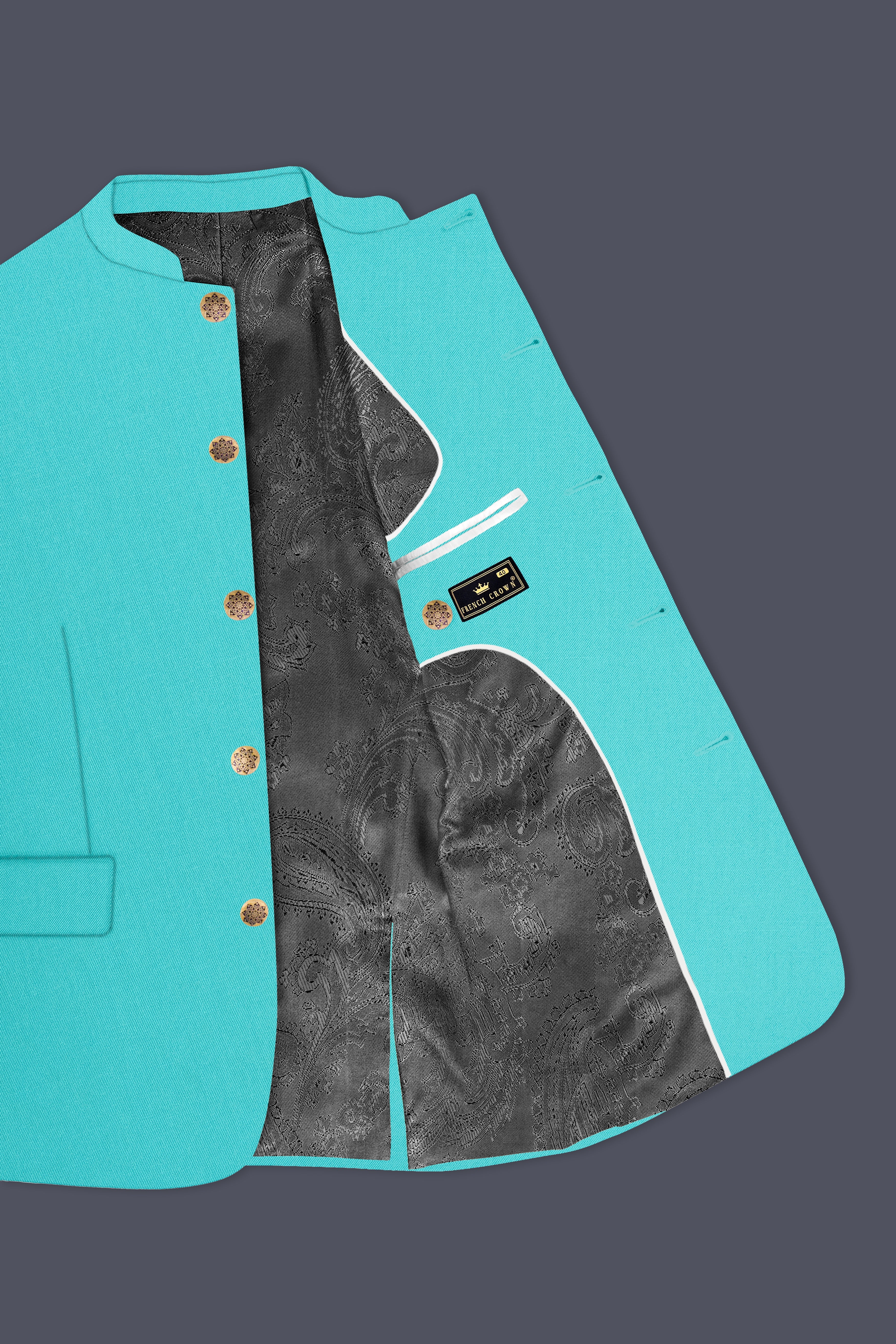 Aegir-Viking Blue Wool Rich Bandhgala Stretchable Traveler Blazer