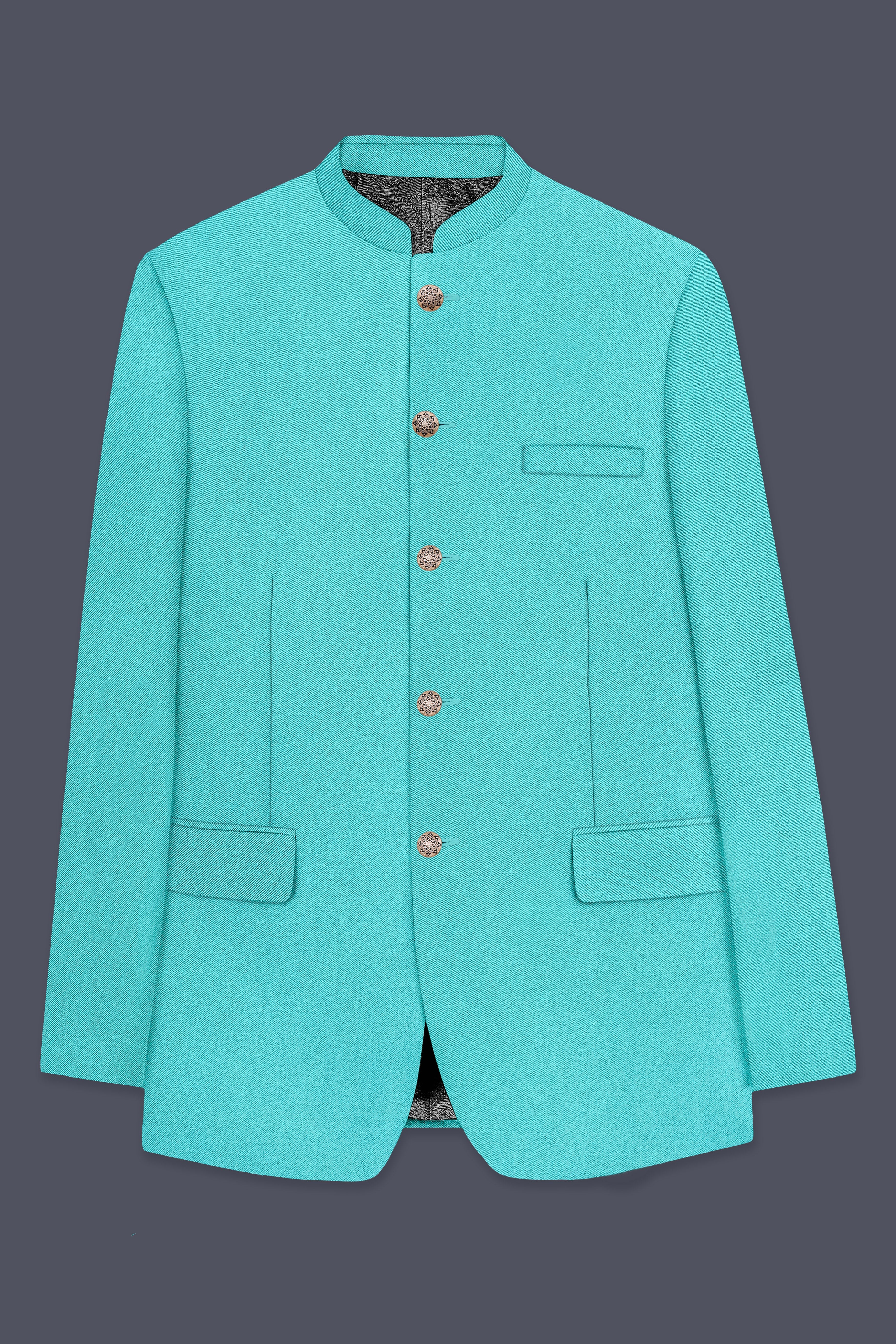 Aegir-Viking Blue Wool Rich Bandhgala Stretchable Traveler Blazer