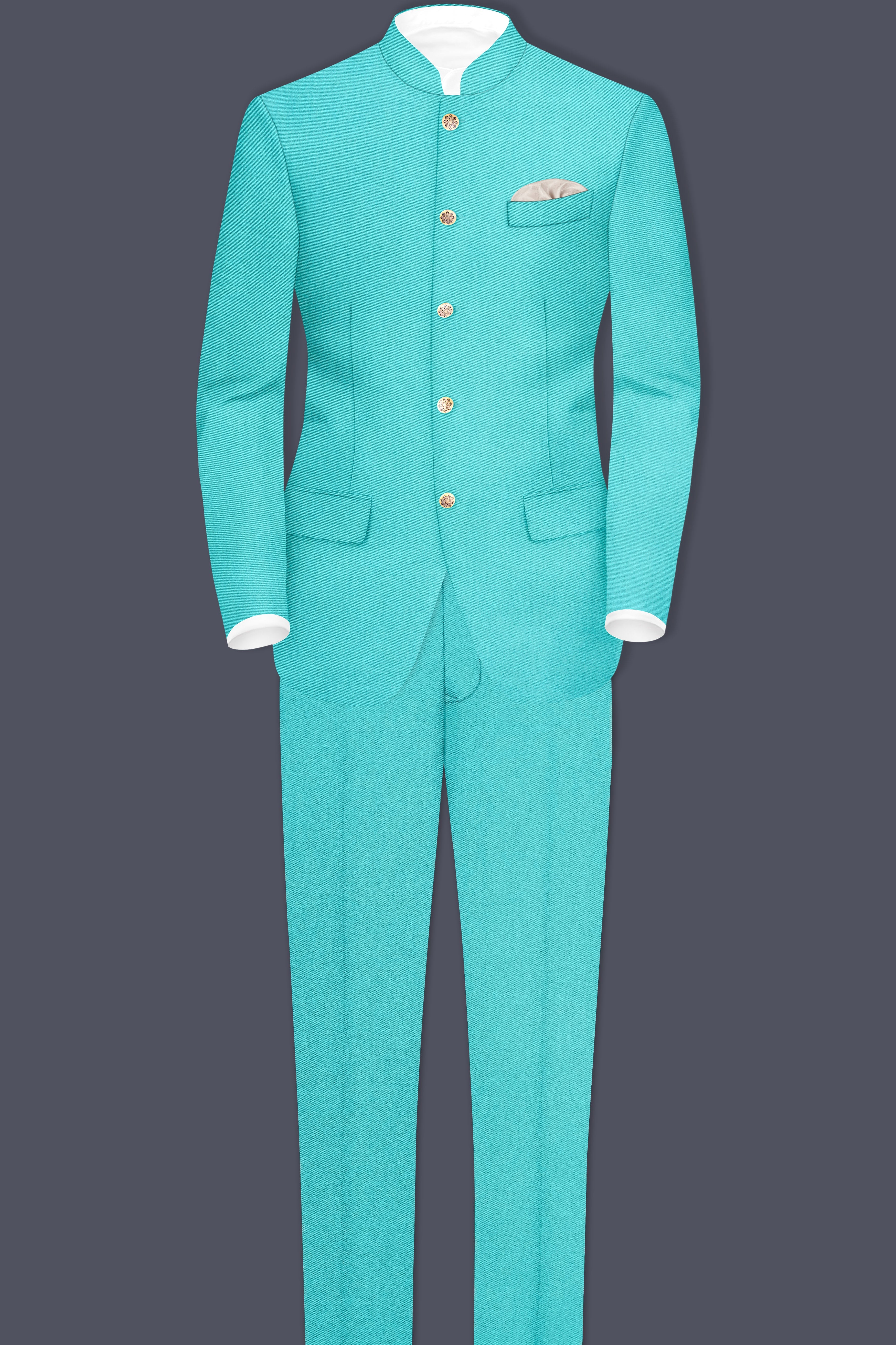 Aegir-Viking Blue Wool Rich Bandhgala Stretchable Traveler Blazer