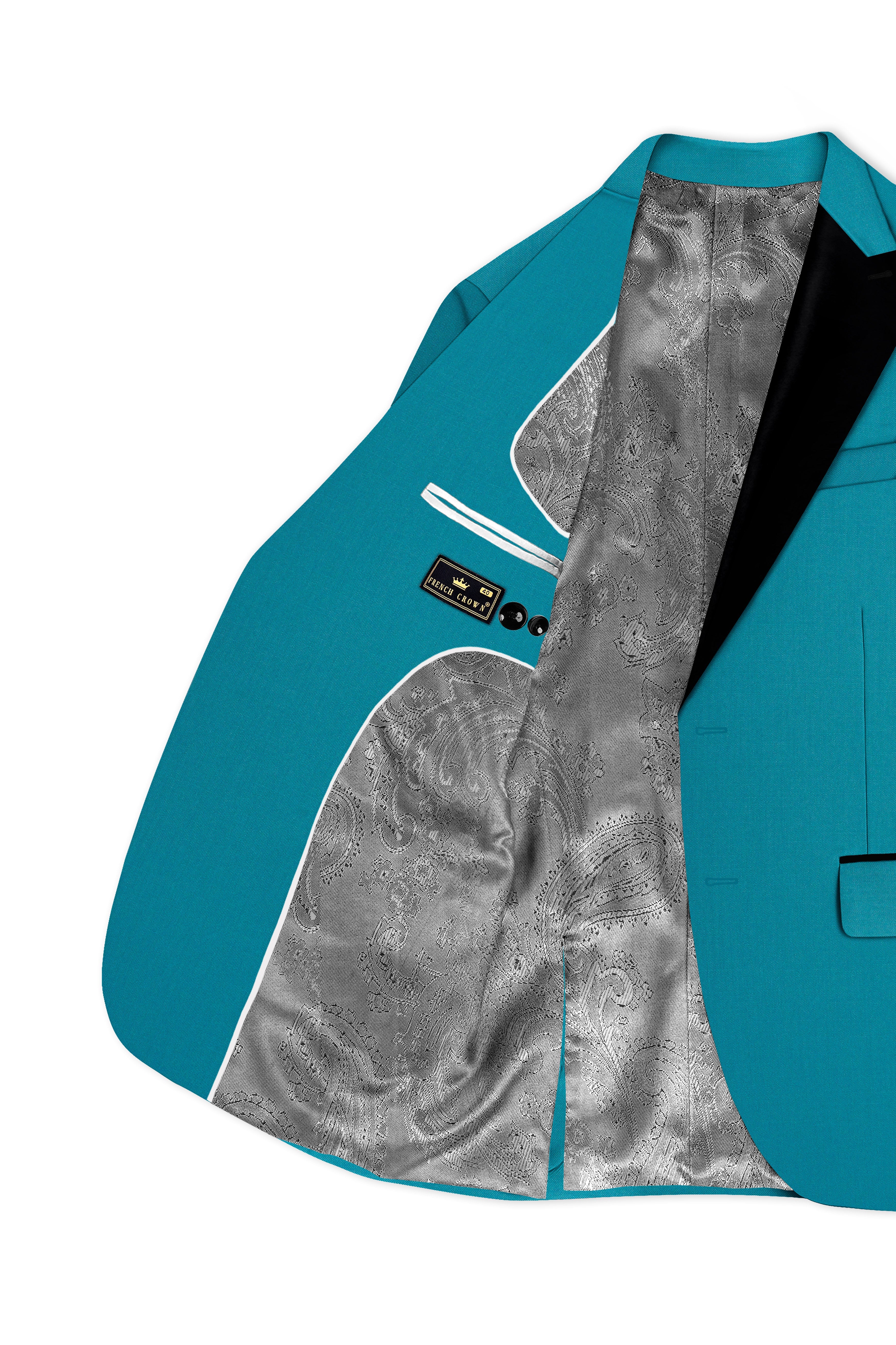 Zephir-Surfie Green Wool Rich Peak Lapel Tuxedo Stretchable Traveler Blazer